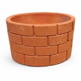 Azadi House Handmade Terracotta Indoor Planter | Natural Clay Flower Pot with Brick Design | Breathable Earthen Pot for Succulents, Bonsai, Cactus & Small Indoor Plants | 13 cm
