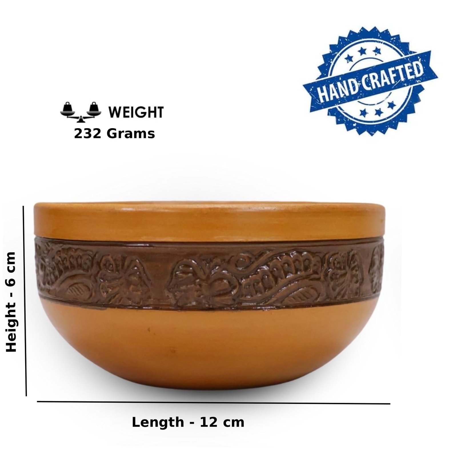 Saras Aajeevika Handmade Terracotta Bowl Set of 4 Pcs - Each 350ml| Mitti Clay Serving Snacks, Noodles/Maggie, Soup/Cereal Side Bowls Katori| Microware & Dishwasher Safe Crockery Return Gifts - Image 4