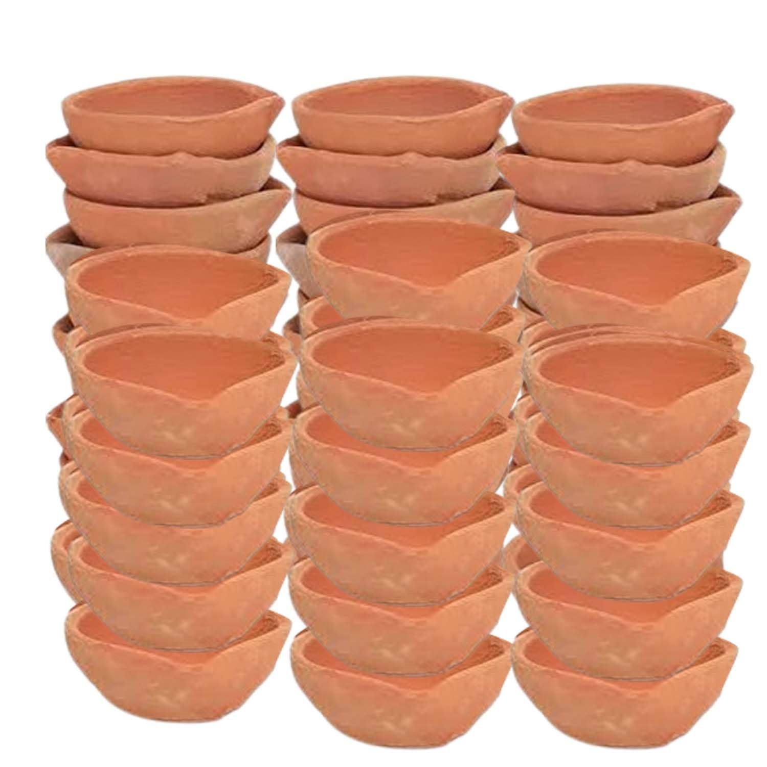 Gwan Natural Clay Traditional Diwali Ke Diye Earthen Clay Diye | Mitti Ke Diye | Diyas for Pooja,( Set of24)
