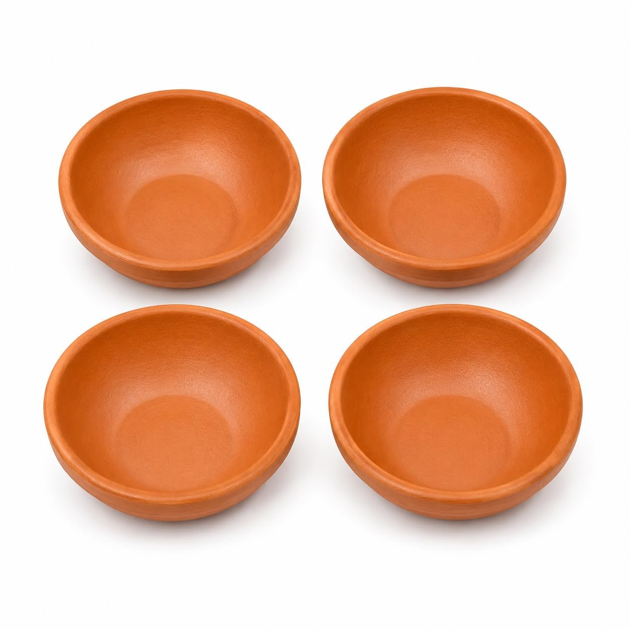 Traditional Handmade Terracotta Clay Bowl Set of 4, Natural Brown - Image 4