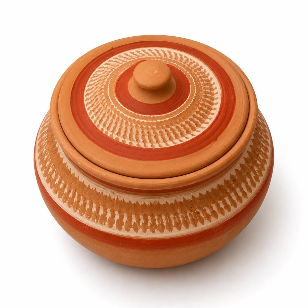 Handmade Clay Curd Pot with Lid Earthen Yogurt Setting Handi 500 ML - Image 2