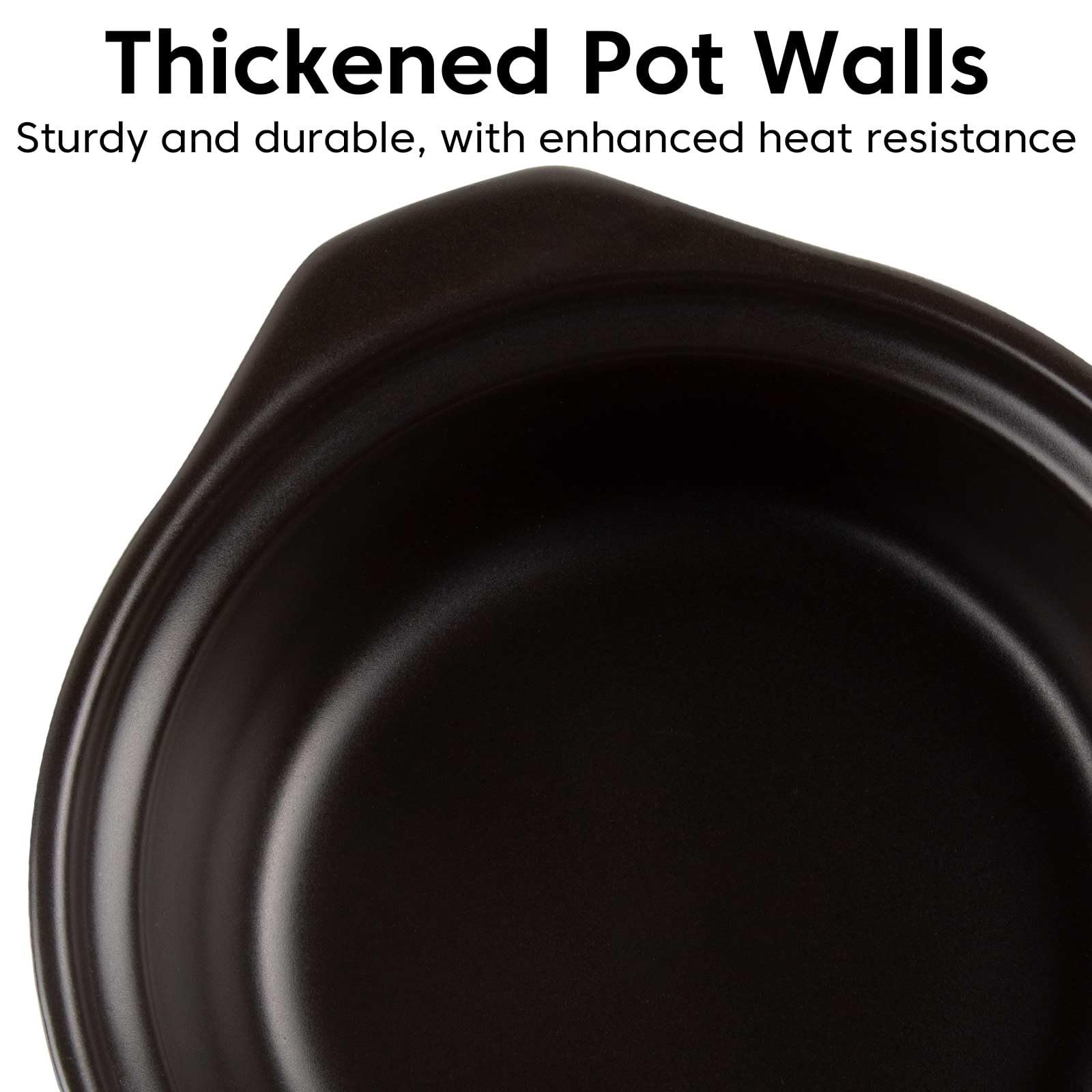 BSONEDO 1.9-Quarts Clay Pot for Cooking with Lid for Cooktop, Black Ceramic - Image 5