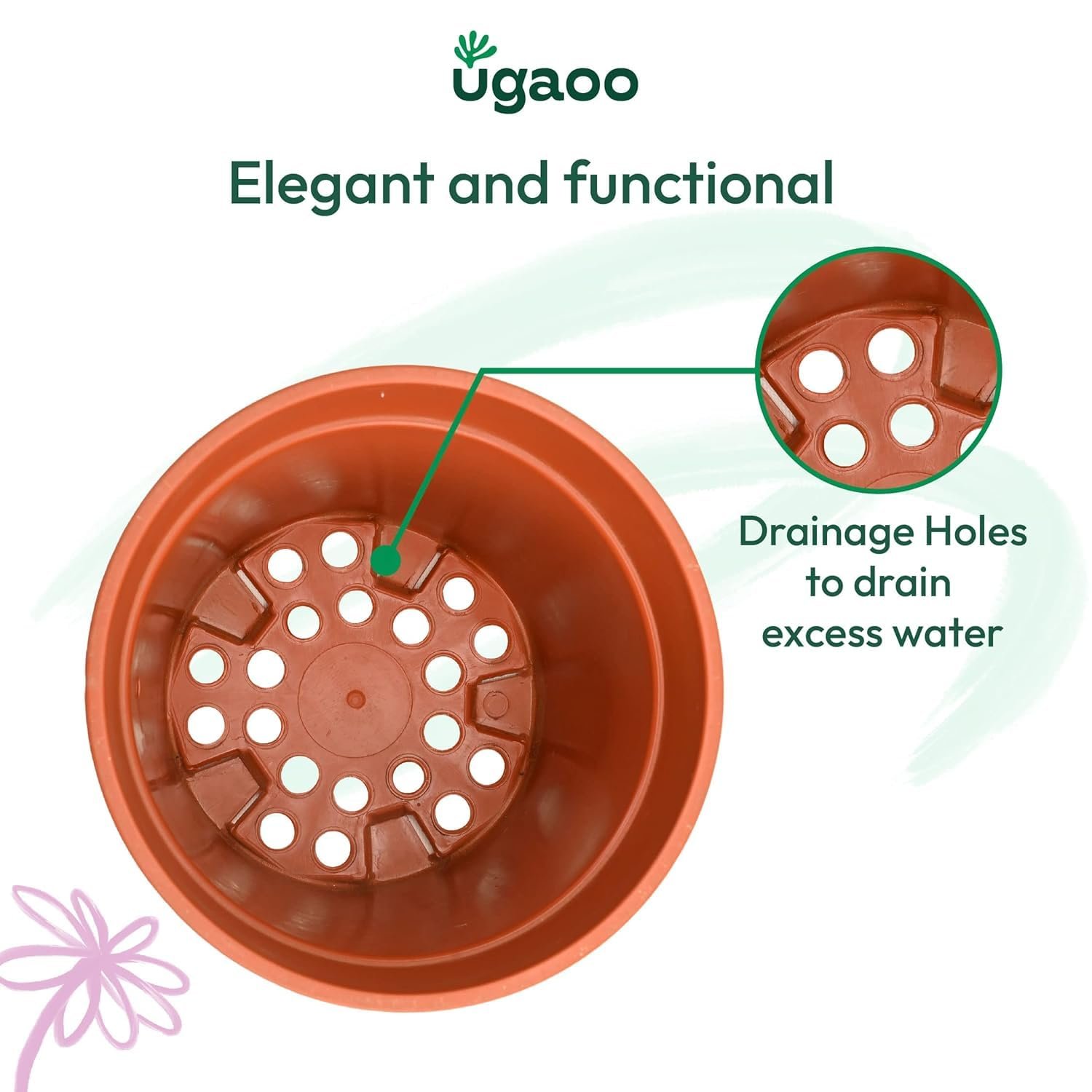 UGAOO UV Treated Gardening Pots with Saucer(Bottom Tray) for Plants – 12 Inch (Terracotta) Plastic Plant Pots | Indoor & Outdoor Planters for Home, Balcony & Garden | Set of 10 - Image 3