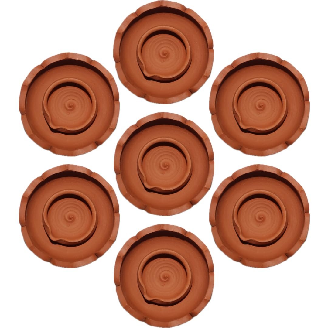 Mahiyash Handmade Lotus Shaped Clay Diya (Decorative Diya) /Agal vilaku Set of (15)