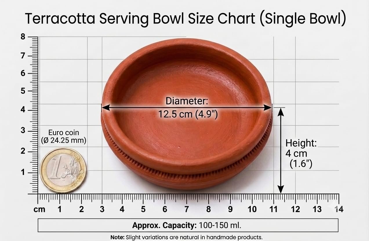 Handcrafted Terracotta Clay Small Serving Bowl Set of 2 - Image 5