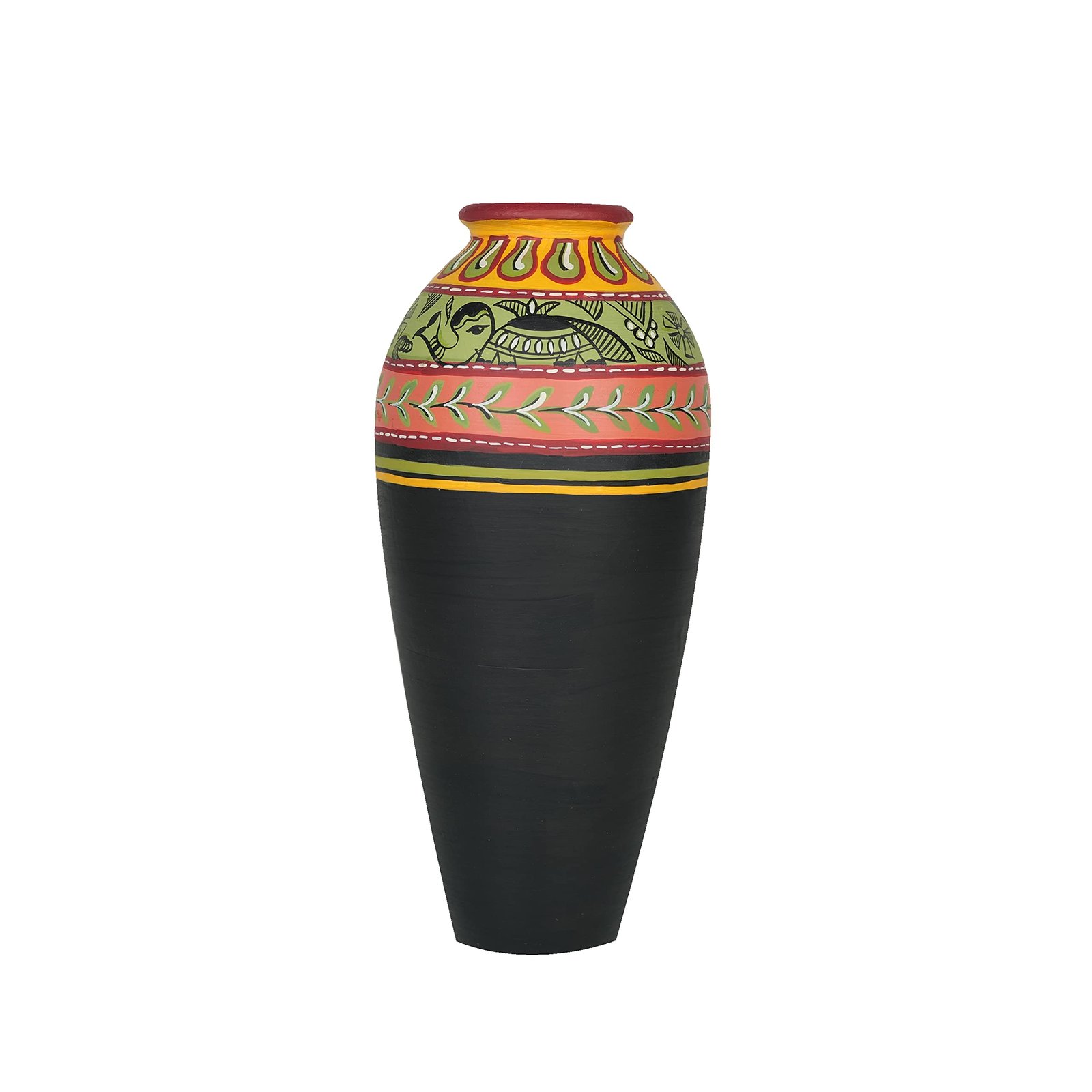 Artysta 'Madhubani Border 9 Inch Black Hand-Painted Terracotta Flower Vases, Terracotta Decorative for Home Earthen Flower Vase Pots for Home - Image 3