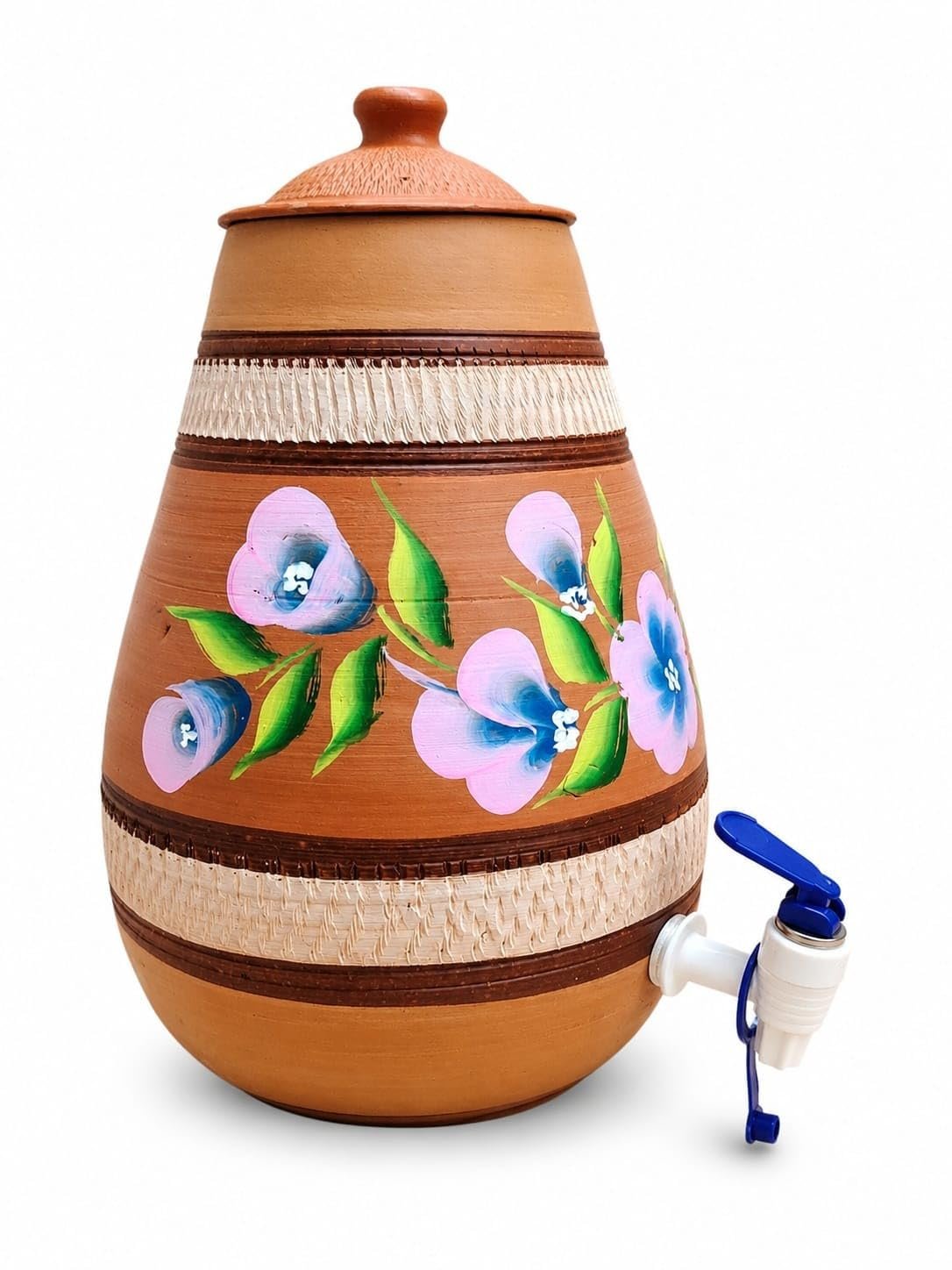 Gullak Terracotta Craft Handmade Terracotta Clay Water Dispenser with Tap | 5 Litre Natural Earthen Water Pot | Brown Water Dispenser for Home, Kitchen and Office