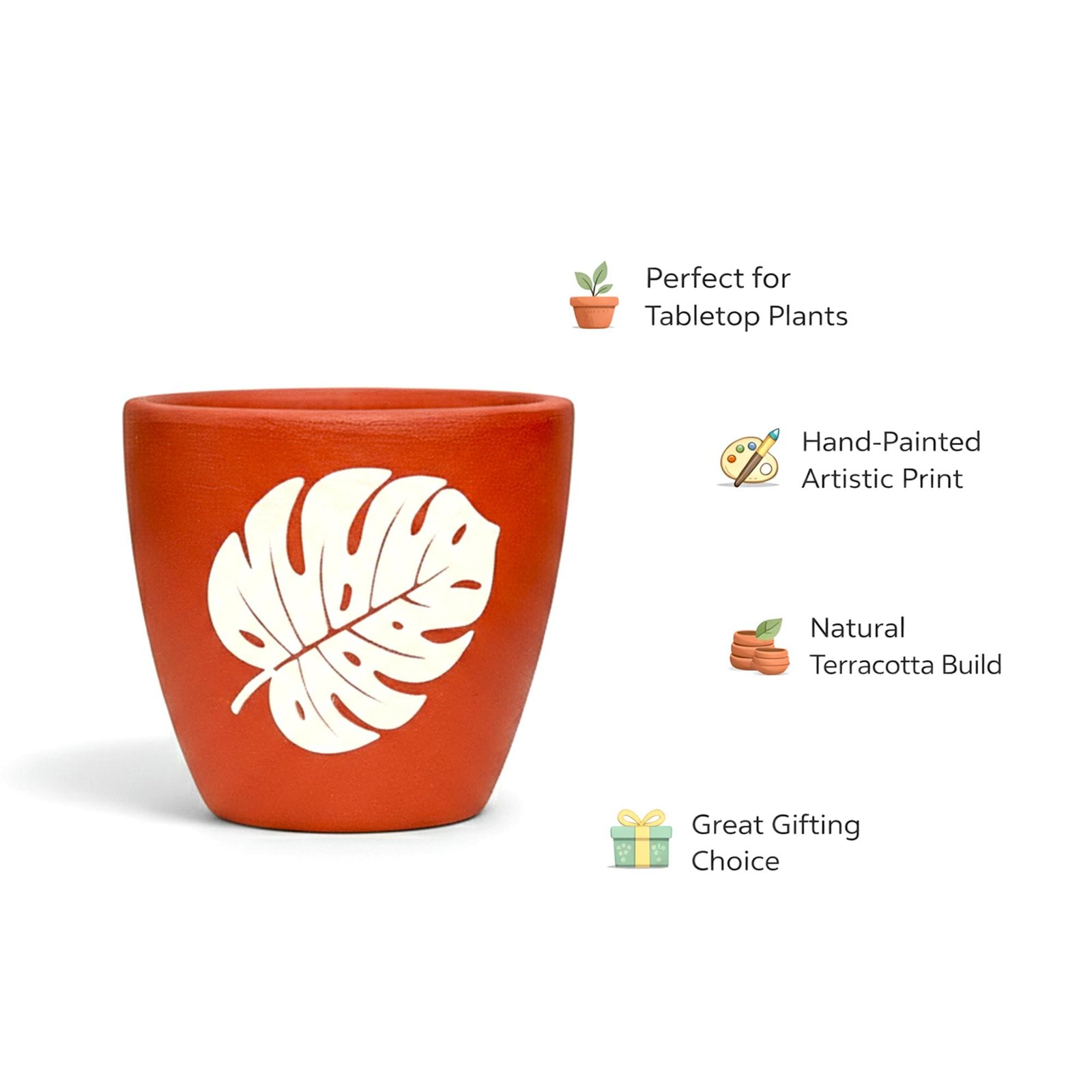 Urban Plant Botanical Clay Canvas Terracotta Pot with Drainage Hole (5 Inch) | Decorative Indoor Plant Pot | Breathable Clay Planter for Healthy Roots | Ideal for Home Décor, Balcony & Office - Image 6