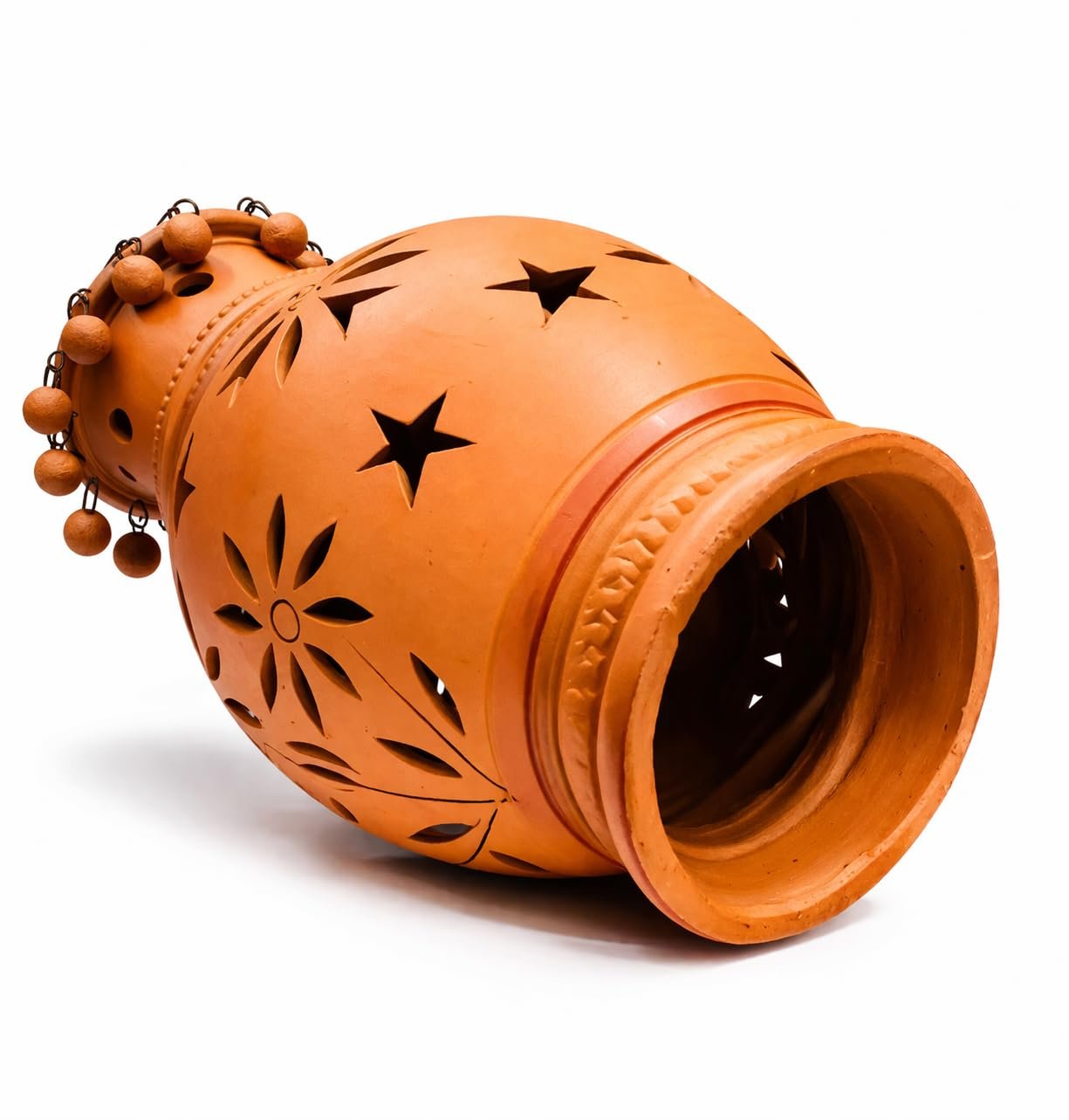 ShopMeFast Decorative Traditional Clay Terracotta Lantern, Hanging Lantern for Home Decor and Garden Decor (12 Inches) - Image 7