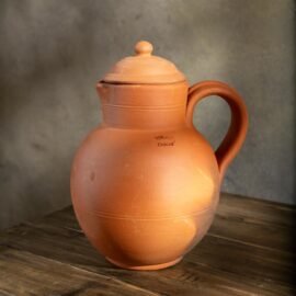 Village Decor Handmade Terracotta Preseasoned Clay Classic Water jug 1.5-2 Liter (Clay jug with lid)
