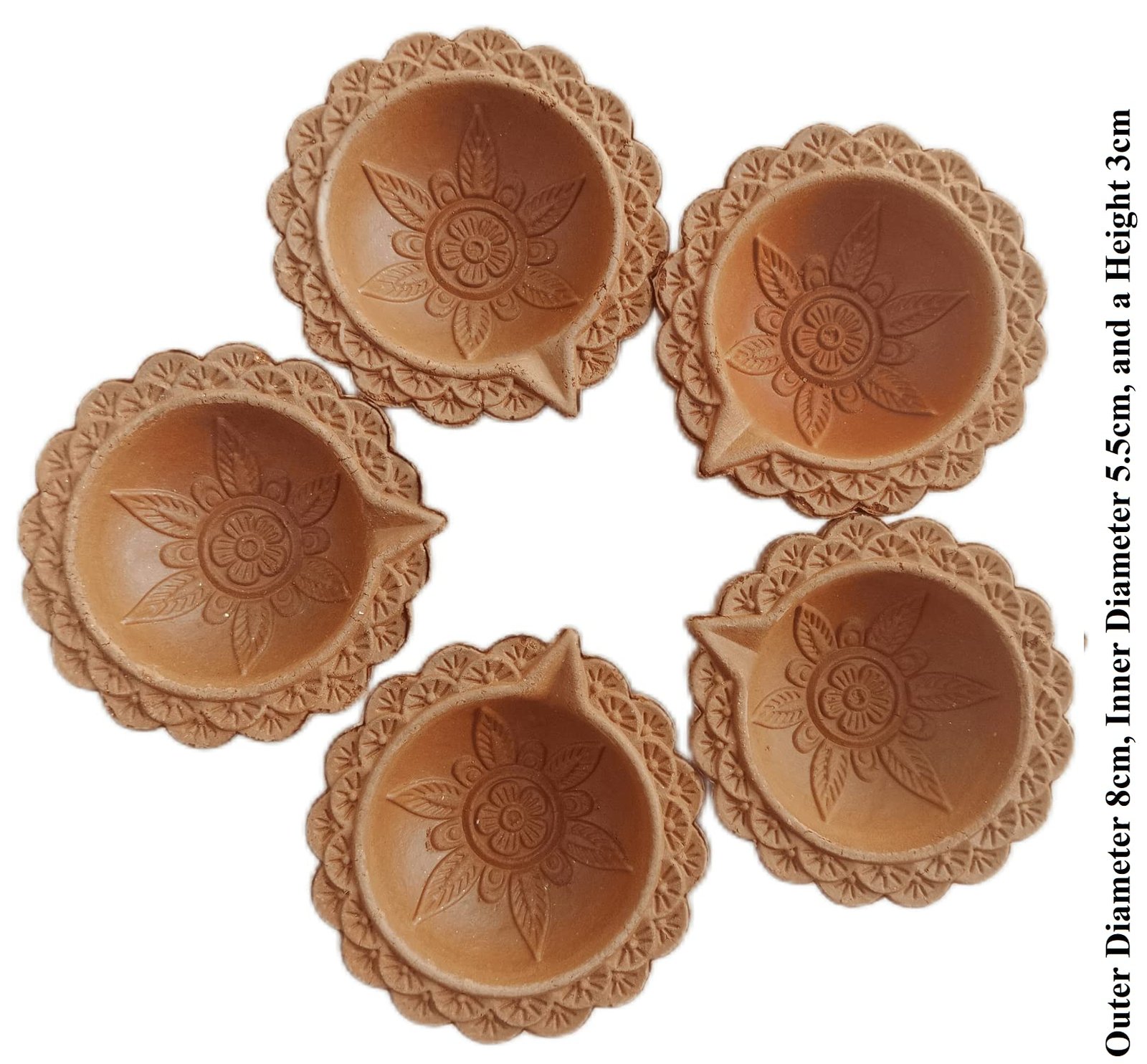 RUKDA Handmade Clay Diya for Diwali and Pooja (Medium, 108) - Image 2