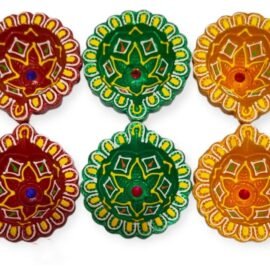 Hastshilp Traditional Handcrafted Terracotta Clay Designer and Multicolored Diyas Set of 21 Diwali Decor &Gift Mitti Deepak