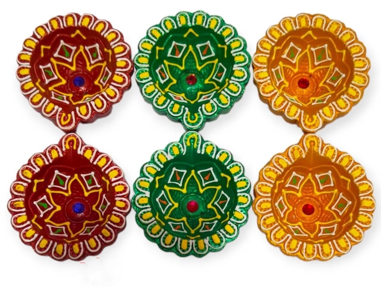 Hastshilp Traditional Handcrafted Terracotta Clay Designer and Multicolored Diyas Set of 21 Diwali Decor &Gift Mitti Deepak