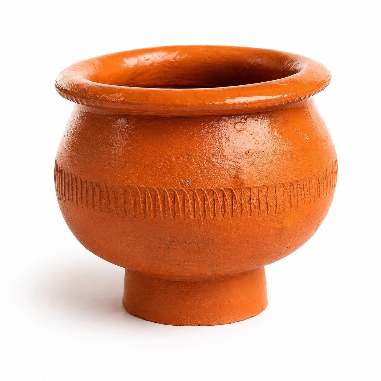 Clay Root Traditional Terracotta Clay Curry Pot Handmade | 100% Natural Earthen Mitti Matki | Red Clay Cooking Pot for Curry, Dal, Sabzi, Pizza Baking & Serving | Eco-Friendly Kitchen Cookware (6) - Image 3