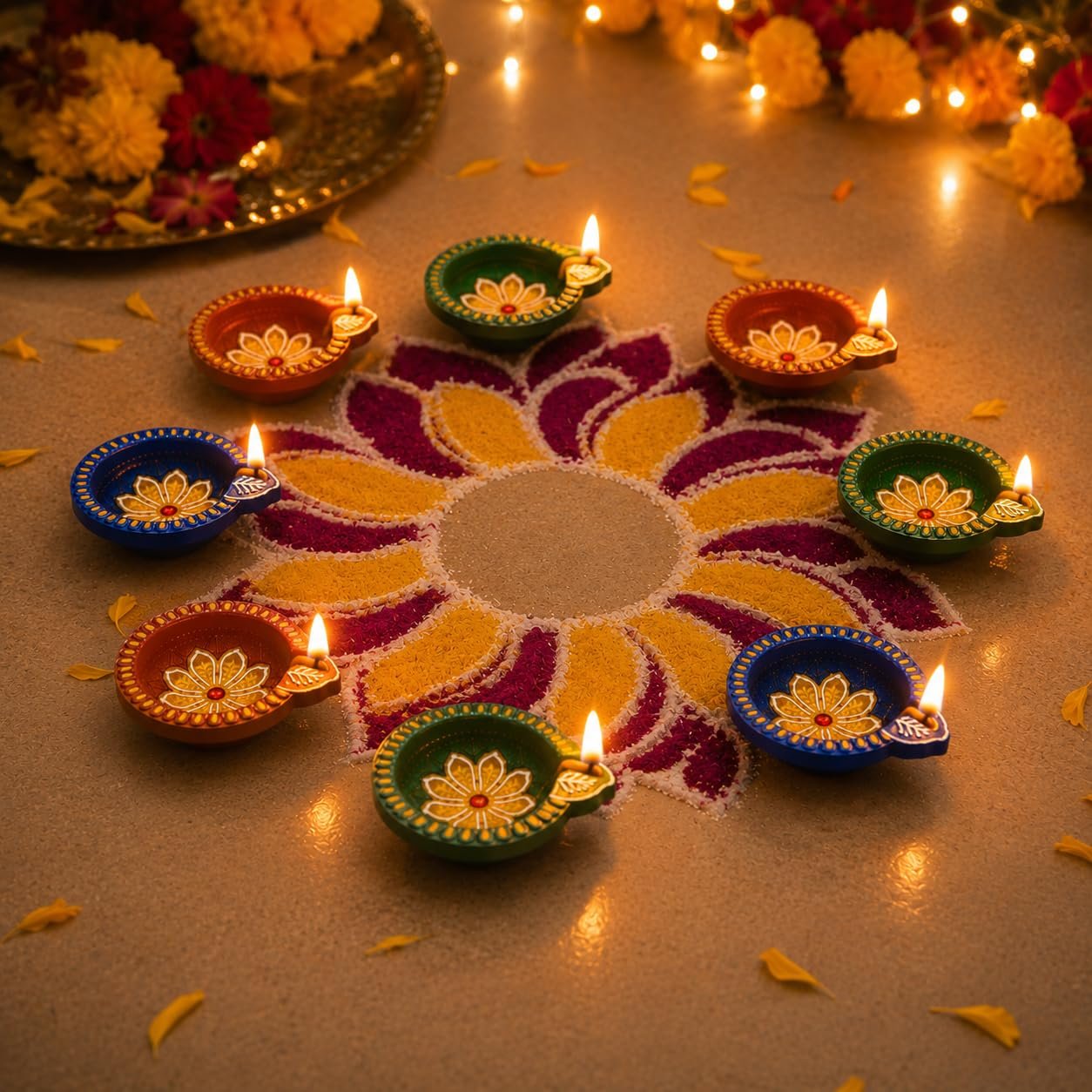 Pure Source India Terracotta Handmade Design Decorative Diya/ Mitti Diya/Oil Lamp for Pooja, Diwali, Festival Decoration ( Multicolour) (Set of 36) (2.5 X 2.1 X 1 INCH) - Image 3