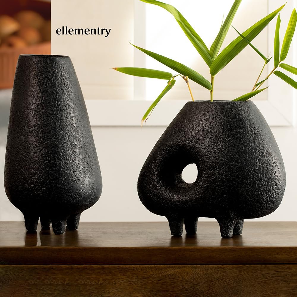 Ellementry Midnight Terracotta Vase - Tall, Classic Flower Vase for Living Room, Bedroom, Home & Office Décor, Flower Pot for Table-Top Centerpiece - Image 5