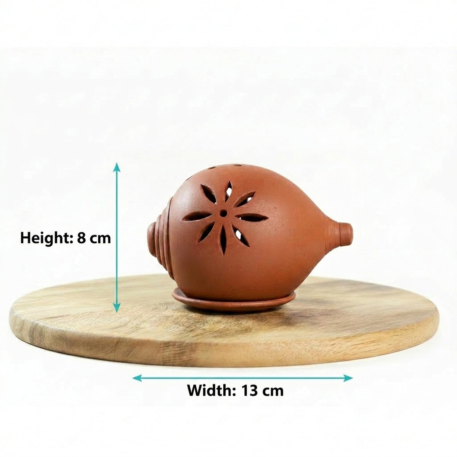 Red Clay Shankh Diya | Terracotta Earthen Oil Lamp for Pooja | Mitti Diya for Pooja | Aromatherapy Diffuser | Mitti Pooja Deepak| Clayshilp - Image 6
