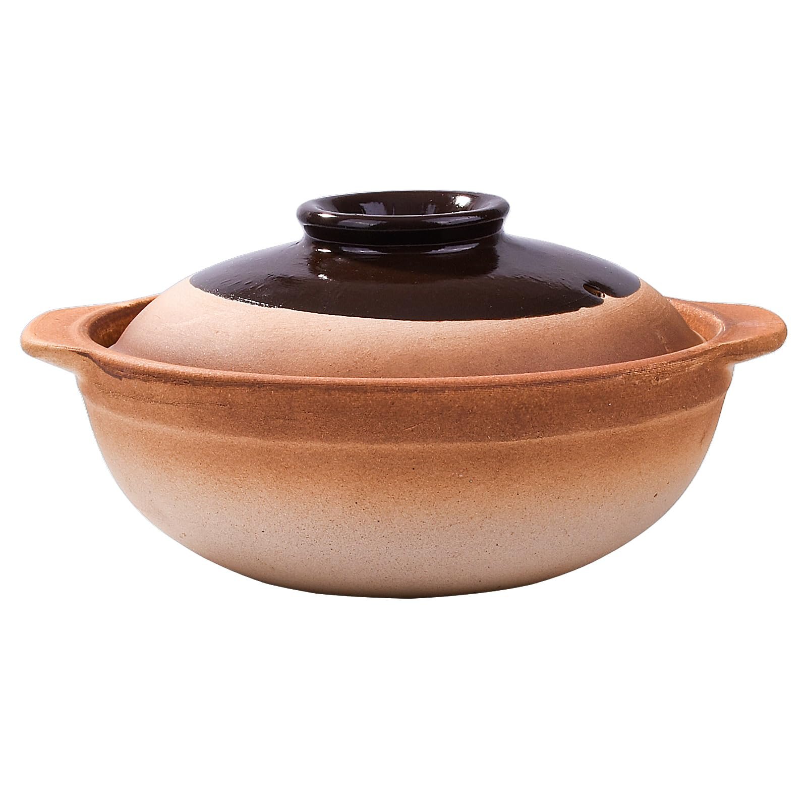 Ceramic Casserole Pot with Lid and Handles, 7.2'' Earthen Clay Cooking Pot