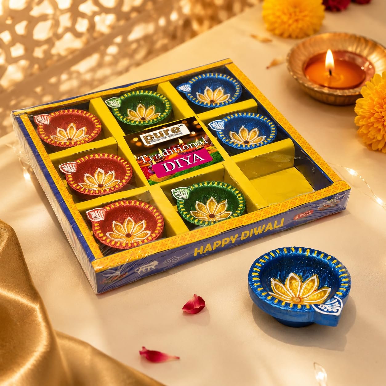 Pure Source India Terracotta Handmade Design Decorative Diya/ Mitti Diya/Oil Lamp for Pooja, Diwali, Festival Decoration ( Multicolour) (Set of 36) (2.5 X 2.1 X 1 INCH) - Image 6