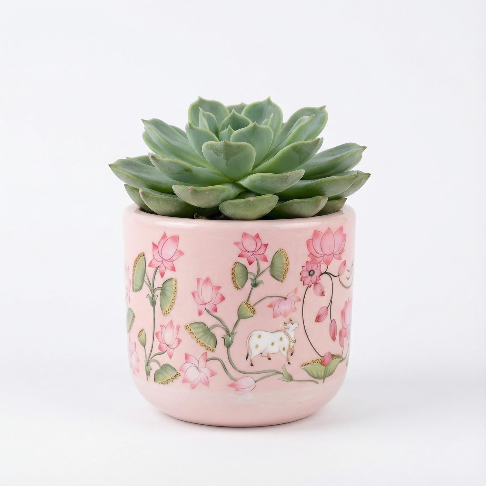 Nivirescent™ Terracotta Planter – Premium Glass Coated Planters for Home Decor | Artistic Flower Pots for Garden & Indoor | Table Top Decor (Pink, M)