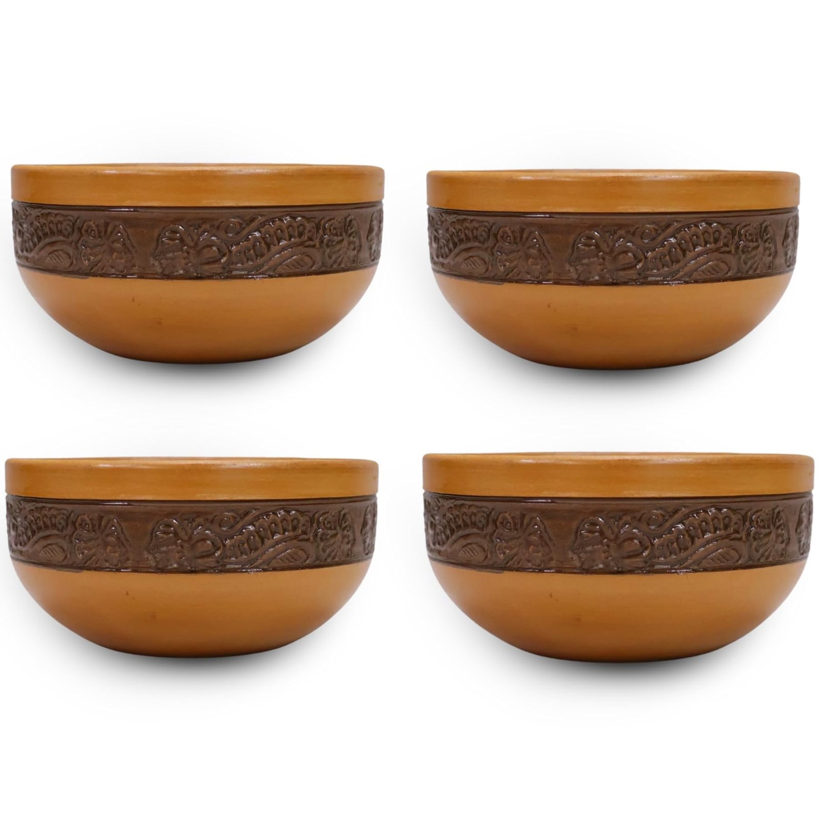 Saras Aajeevika Handmade Terracotta Bowl Set of 4 Pcs - Each 350ml| Mitti Clay Serving Snacks, Noodles/Maggie, Soup/Cereal Side Bowls Katori| Microware & Dishwasher Safe Crockery Return Gifts - Image 5