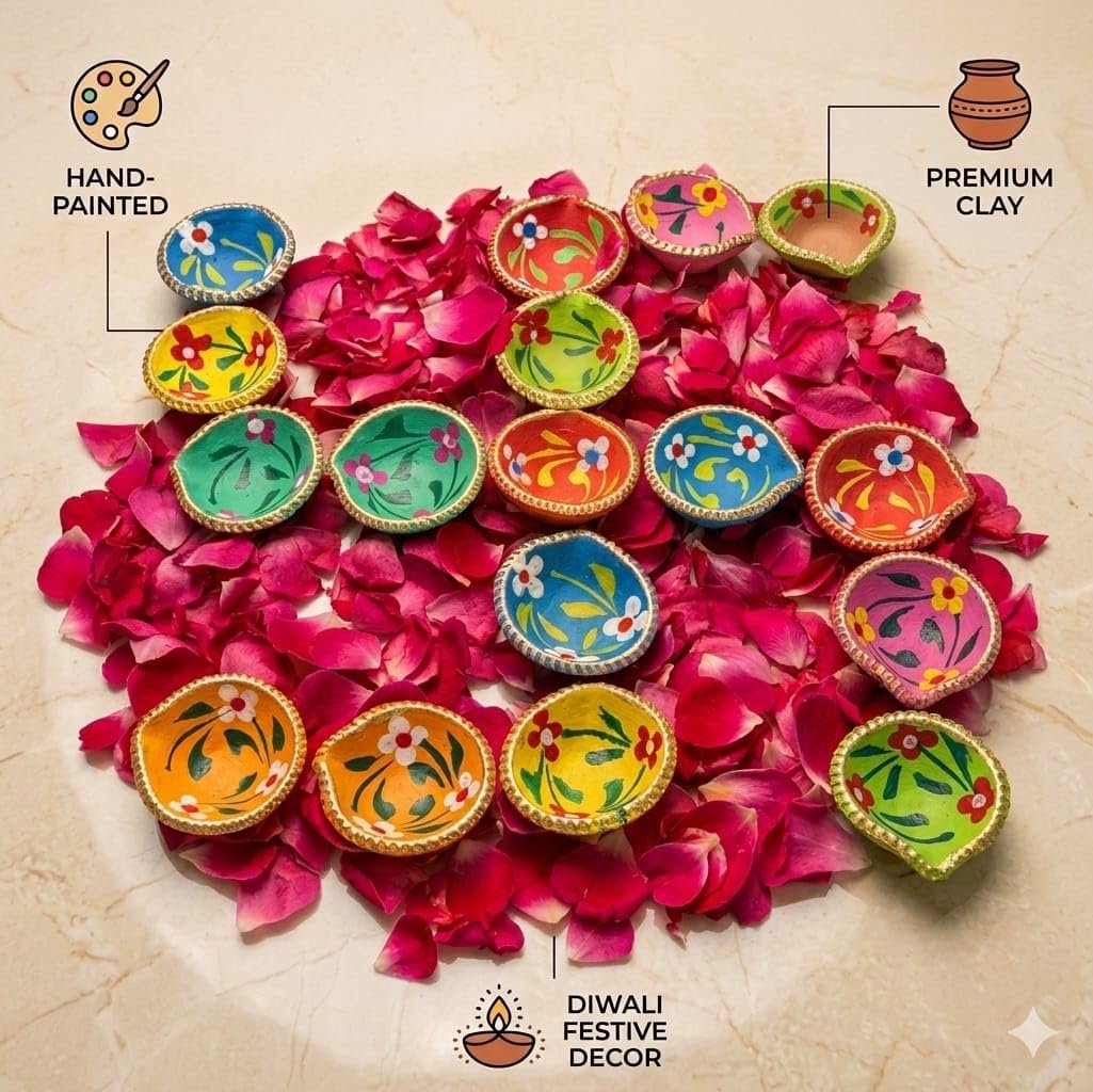 ELIKRAFT Pack of 101 Diwali Diyas | Traditional Handmade Terracotta Clay Diya | Mitti Deepak Decorate for Diwali | Diya for Puja | Diwali Home Decoration Diya