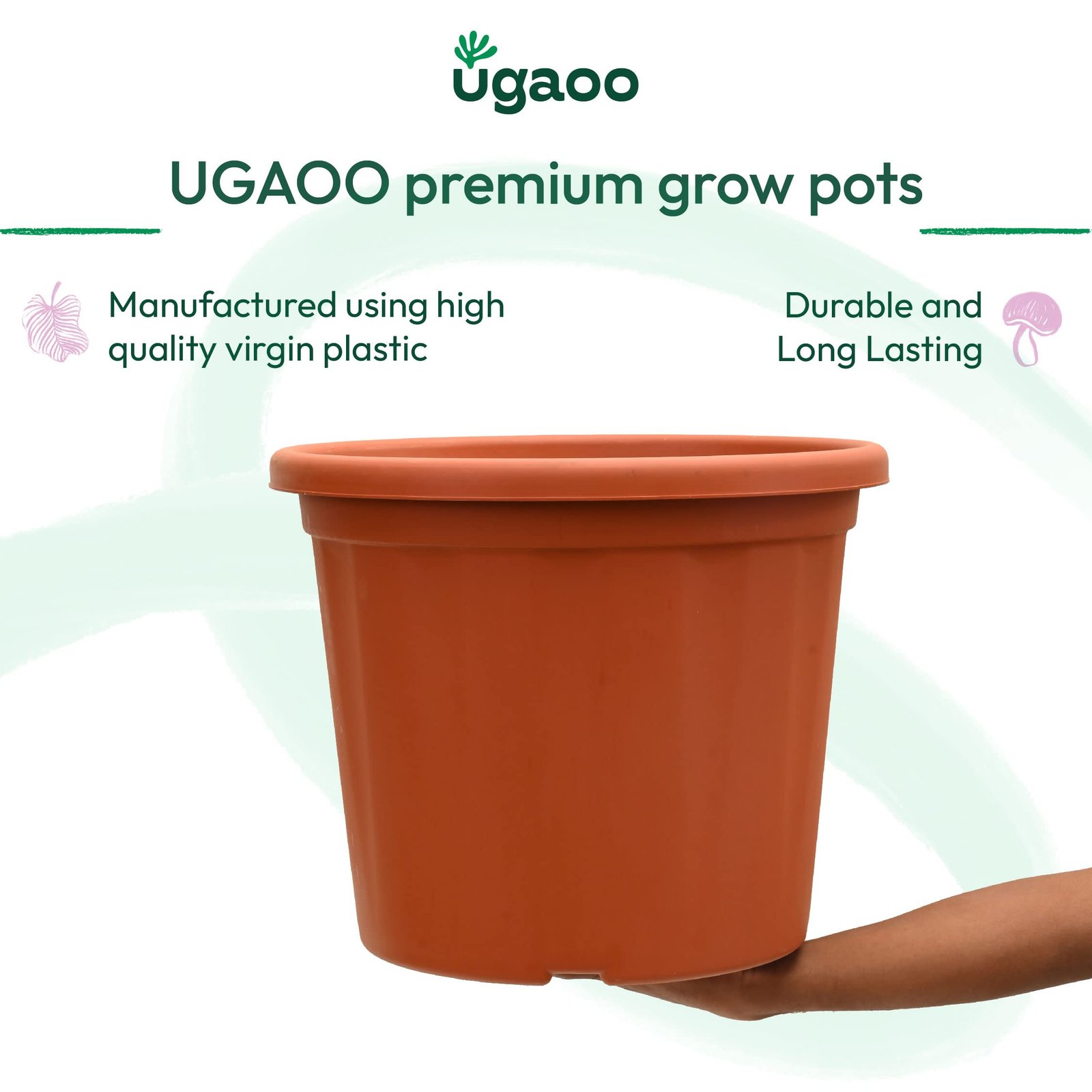 UGAOO UV Treated Large Plant Pots for Big Size Plants (16 inch Brown/Terracotta Color Set of 3 Large Planters) - Image 2