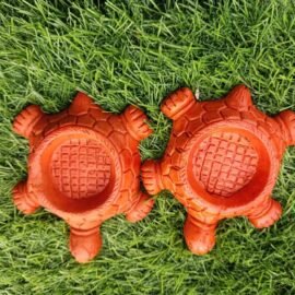 Gachwala Terracotta Tealight Candle Holders – (Pack of 1), Handmade Clay Turtle Figure, Vastu Feng Shui Tortoise for Success Good Luck Clay Tortoise, Candle Stand, Terracotta Decorative for Home