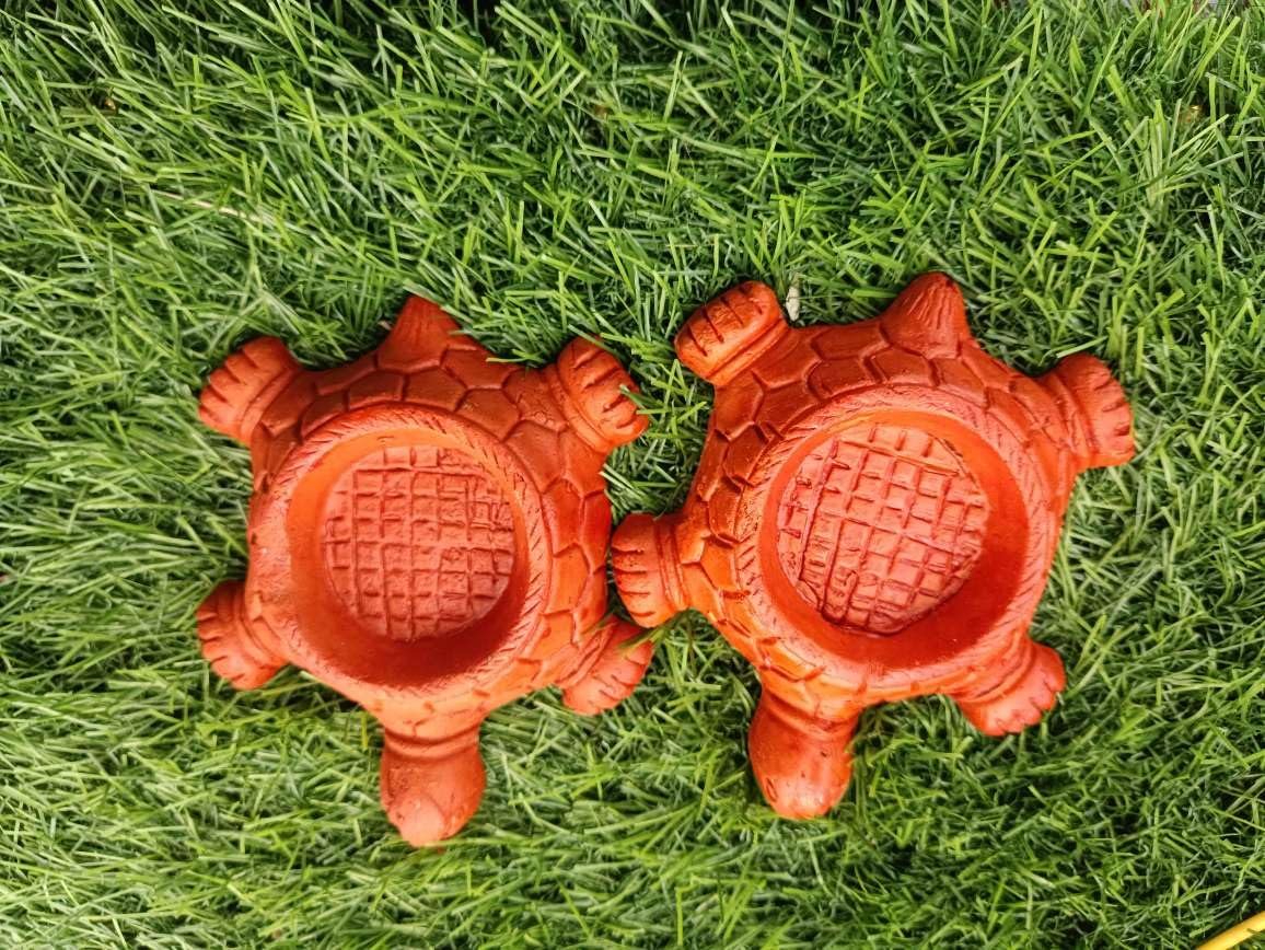 Gachwala Terracotta Tealight Candle Holders – (Pack of 1), Handmade Clay Turtle Figure, Vastu Feng Shui Tortoise for Success Good Luck Clay Tortoise, Candle Stand, Terracotta Decorative for Home