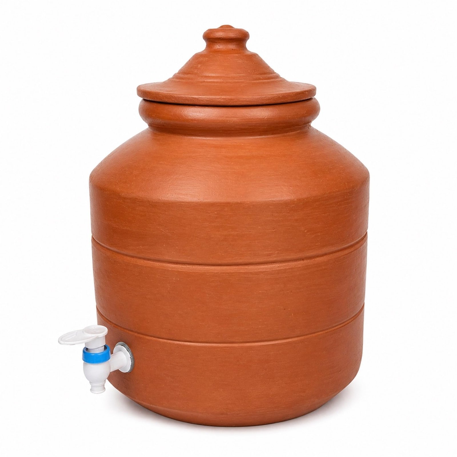 Mud Water Pot with Tap |Natural Clay Matka Water Dispenser| Earthen Pot for Cool Drinking Water|Eco-Friendly Terracotta Storage (10 litres with Lid)