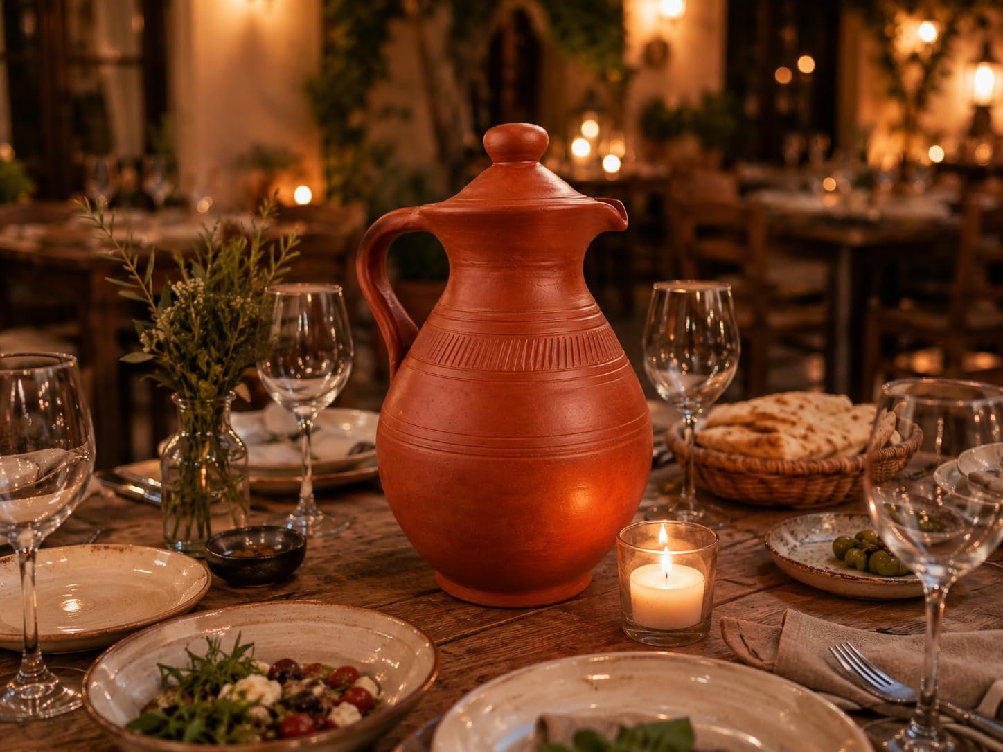 Clay Water Jug with Lid & Handle | Handmade Terracotta Water Pitcher (Mitti Ka Surahi) for Drinking Water | Natural Cooling Earthen Pot | Eco-Friendly 1800ML - Image 7