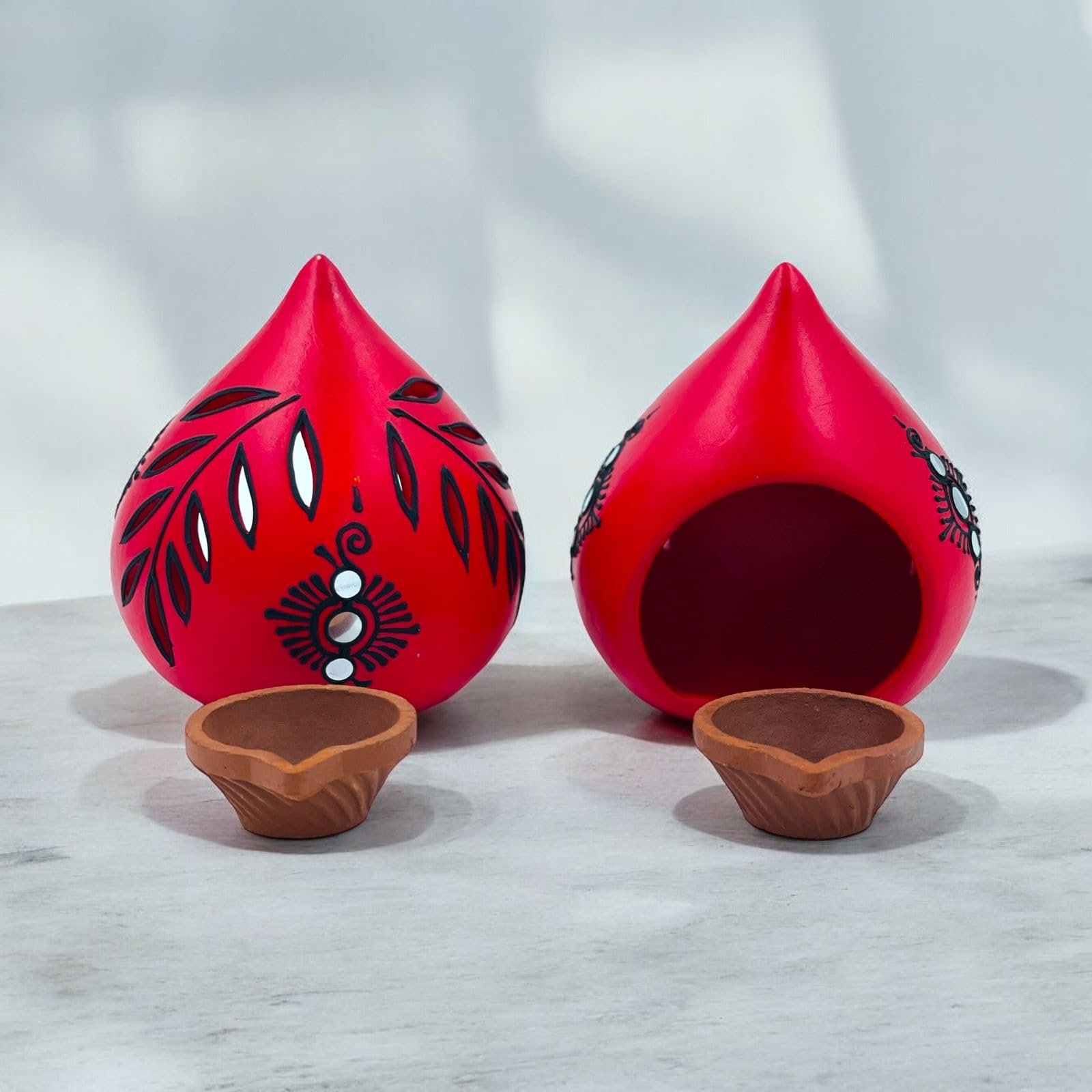 Coconut Diya Lamp Set of 2 | Tealight | Oil Lamps for Puja by Shabana Art potteries