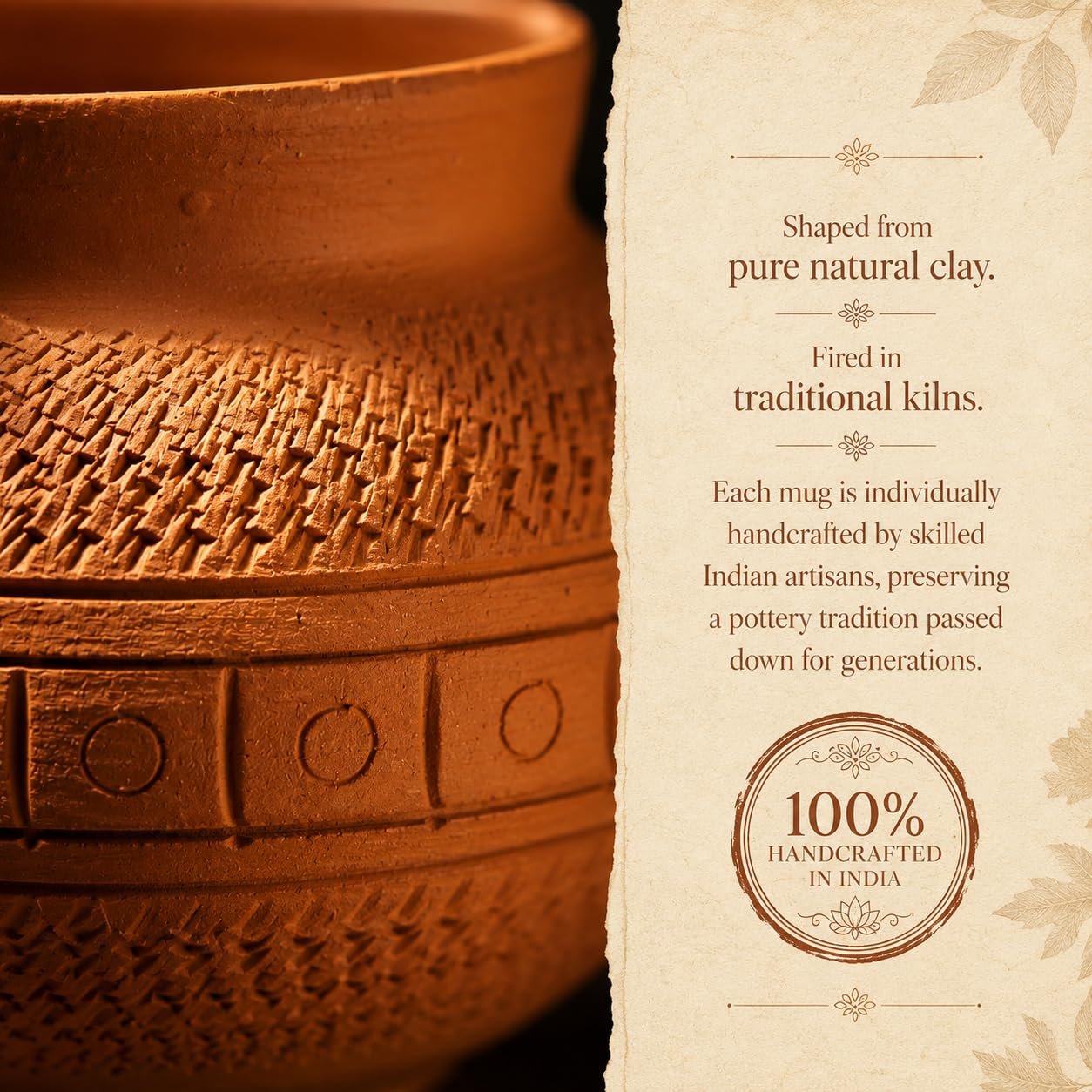 Handcrafted Terracotta Clay Milk Pot with Lid & Handle | Traditional Earthenware Doodh Patila for Serving | Natural Mitti Pot, Eco-Friendly, Heat Resistant | 400ml Capacity - Image 6