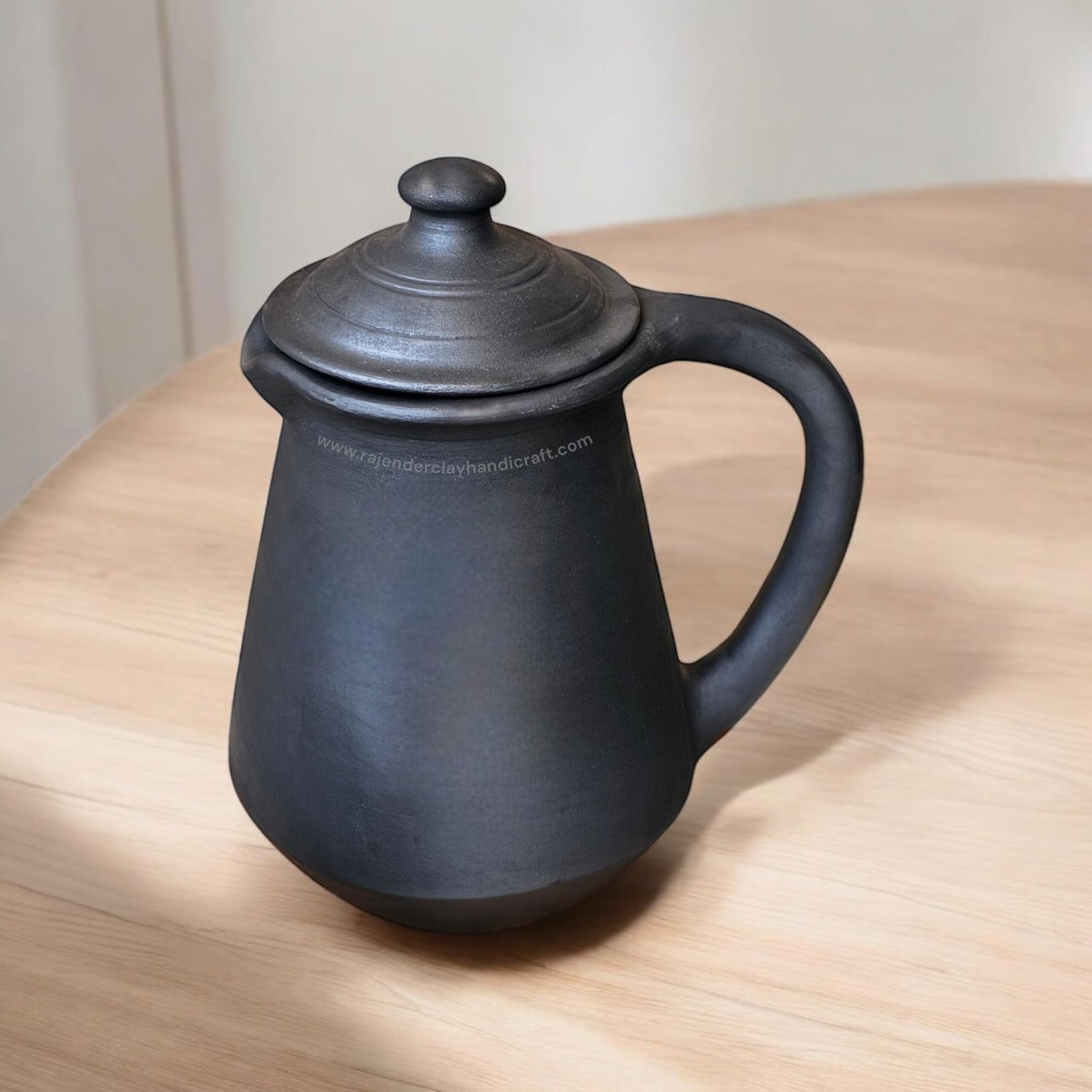 Black Kabutari Jug 2 Liter by Rajender Clay Handicraft | Handmade Mitti Water Jug for Daily Use | Clay Pot for Water Storage | Natural Earthenware for Cooling & Healthy Drinking | Mud Terracotta Jug