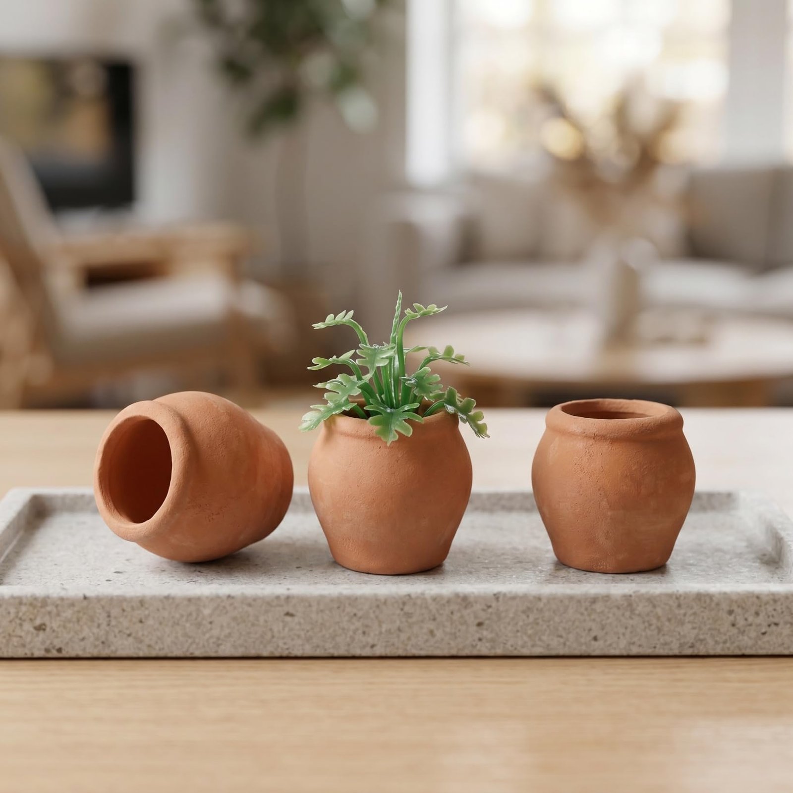 OFFSCH 8Pcs Mini Ceramic Pot Clay Mini Water Pots for Bonsai Orange 0.9In - Image 5