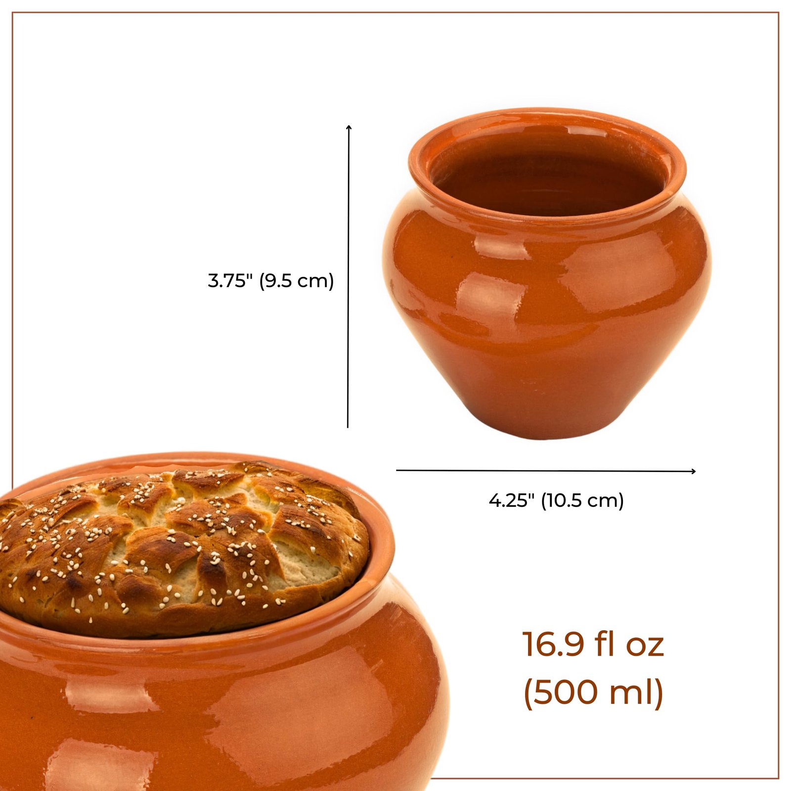 Stoneware Ramekin with Lid 17 fl oz 500 ml Clay Pot for Cooking - Image 8