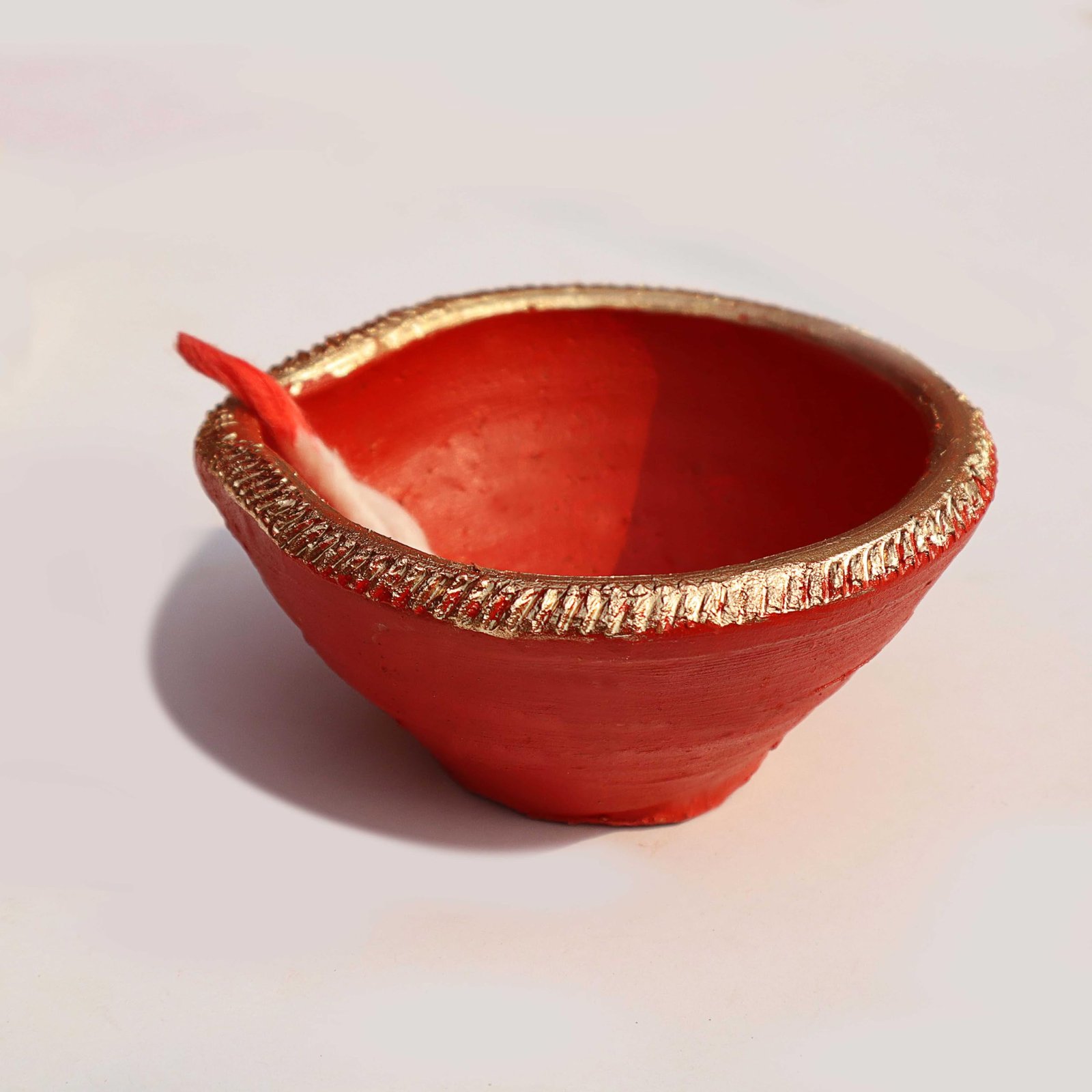 Pure Source India Traditional Handmade Earthen Clay Big Size Diya for Laxmi Poojan Multi Colour, 12 Pieces - Image 9