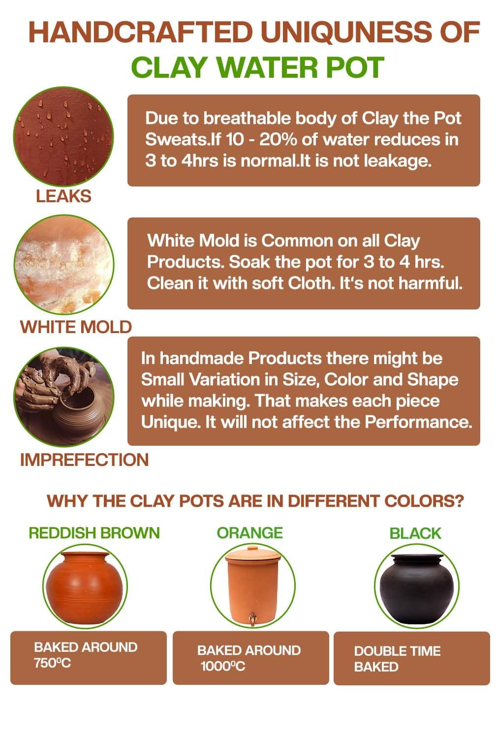 Village Decor Clay Water Pot with Lid (Pre-Seasoned) & 304 Stainless Steel tap (Pot) 6000 ML - Image 7