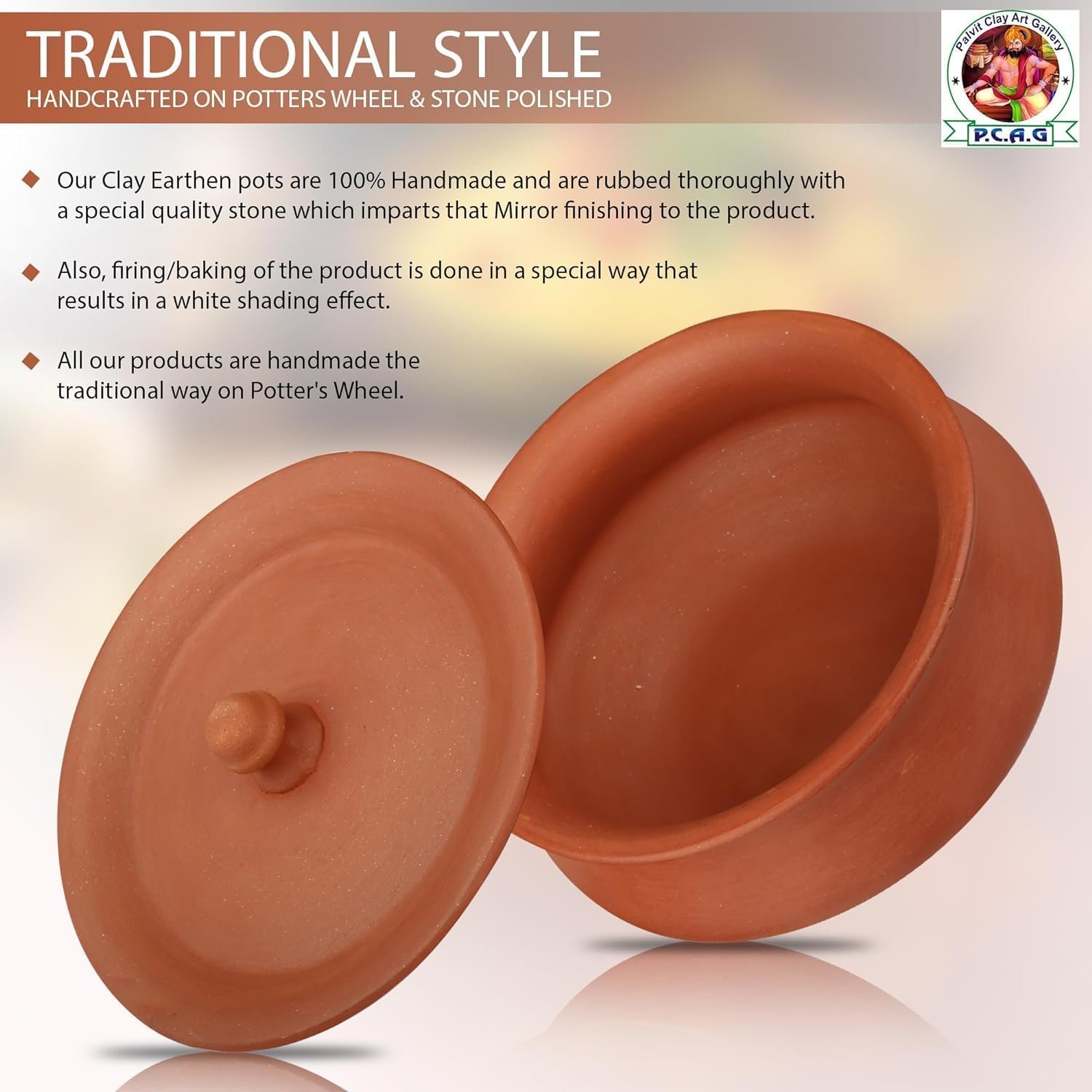 Organic Clay Dahi Handi | Clay Handi | Mitti Handi | Curd Pot Medium Size | Clay Handi for Cooking Veg & Non Veg Food - Image 3