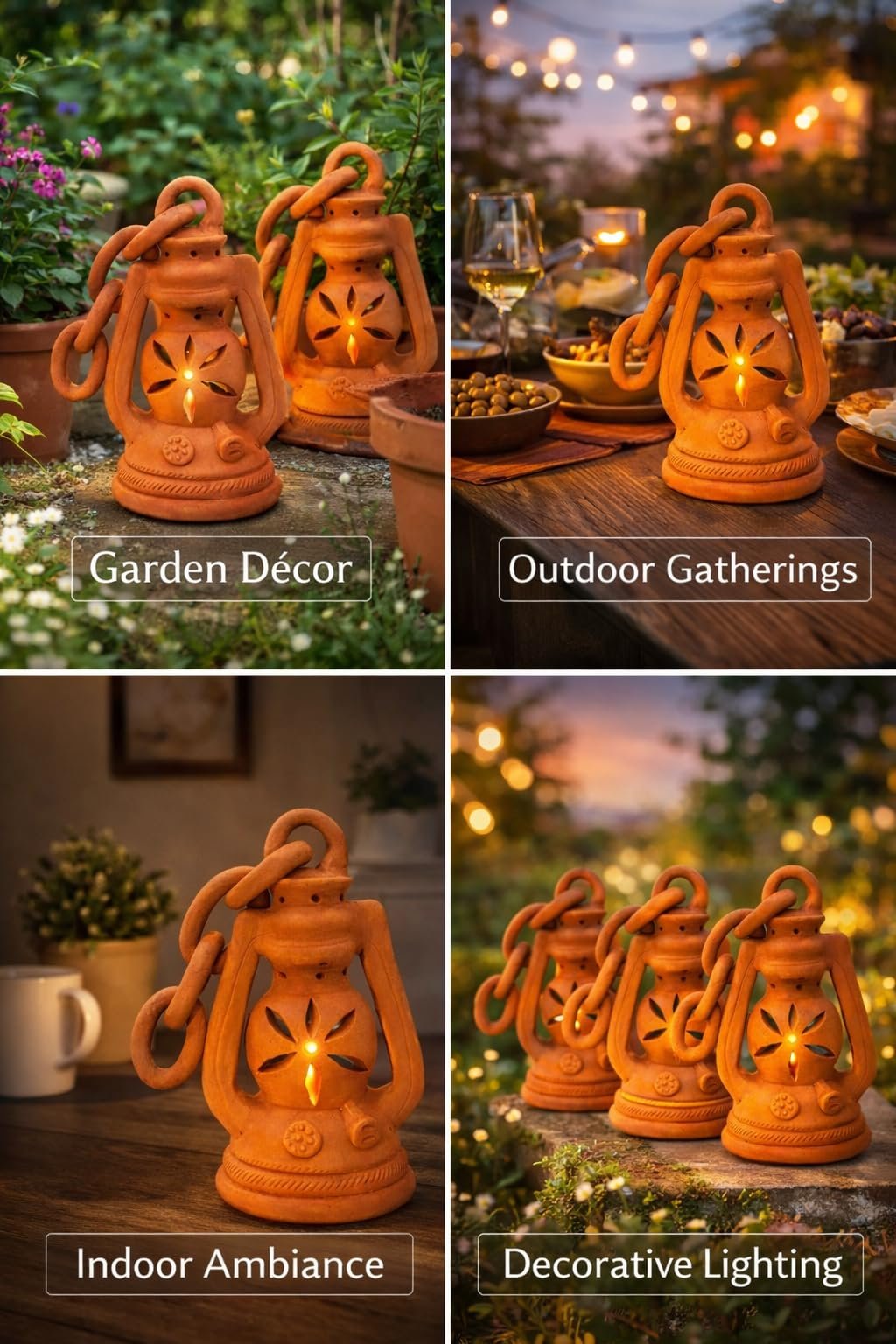 ShopMeFast Decorative Traditional Clay Terracotta Lantern, 23 cms, Hanging Lantern for Home Decor and Garden Decor - Image 5
