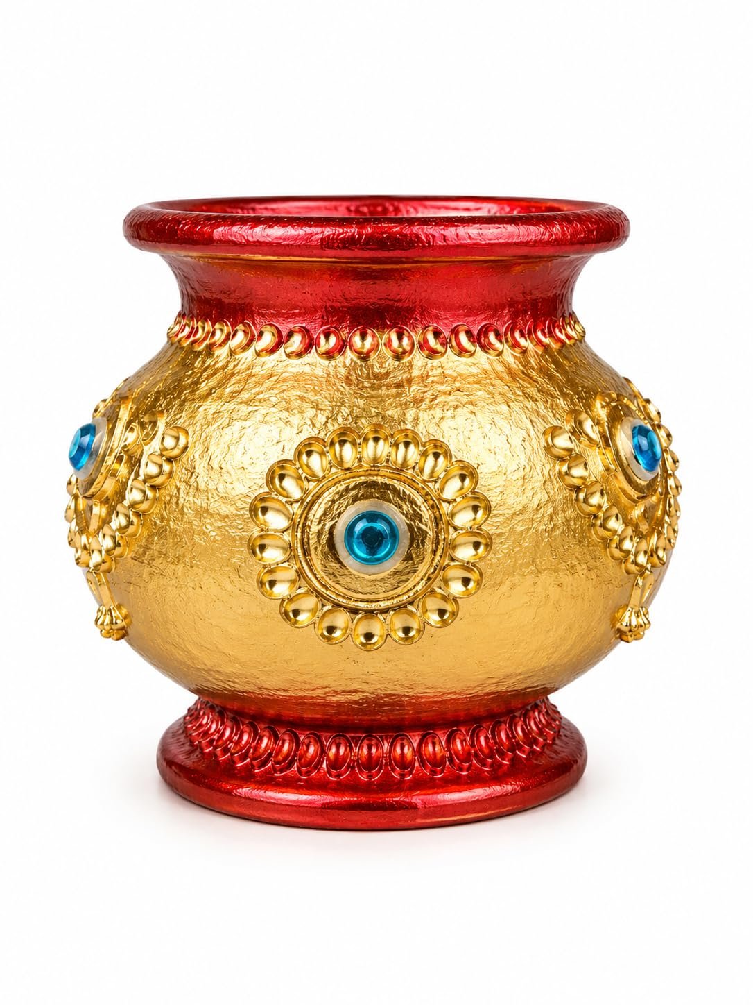 Terracotta Handpainted Divine Clay Kubera Lakshmi Pot Set with Lid | Set of 3 Handmade Terracotta Kubera Paanai | Clay Kubera Pot for Lakshmi Kubera Puja, Pooja Room, Home Temple Decor - Image 5