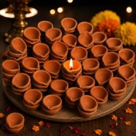 Pure Source India Natural Clay Traditional Diwali Ke Diye | Earthen Clay Diya | Mitti Ka Diva | Diyas for Pooja (101pcs)