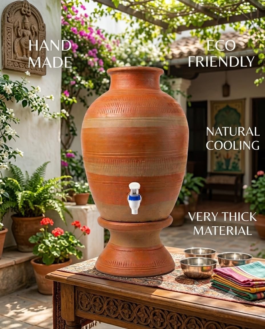Terracotta Water Matka with Tap, 5-7 Litre for Home and Office Very Heavy and Very Thick - Image 2