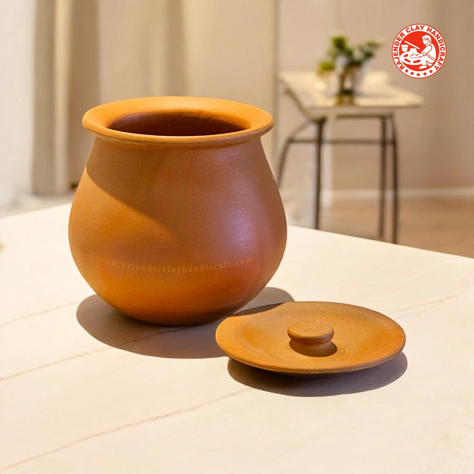 Rajender Clay Handicrafts Mitti Lota – Traditional Eco-Friendly Earthenware Water Pot | Handmade Terracotta Pot for Rituals, Puja, and Home Décor | Authentic Indian Craftsmanship (500 ML)