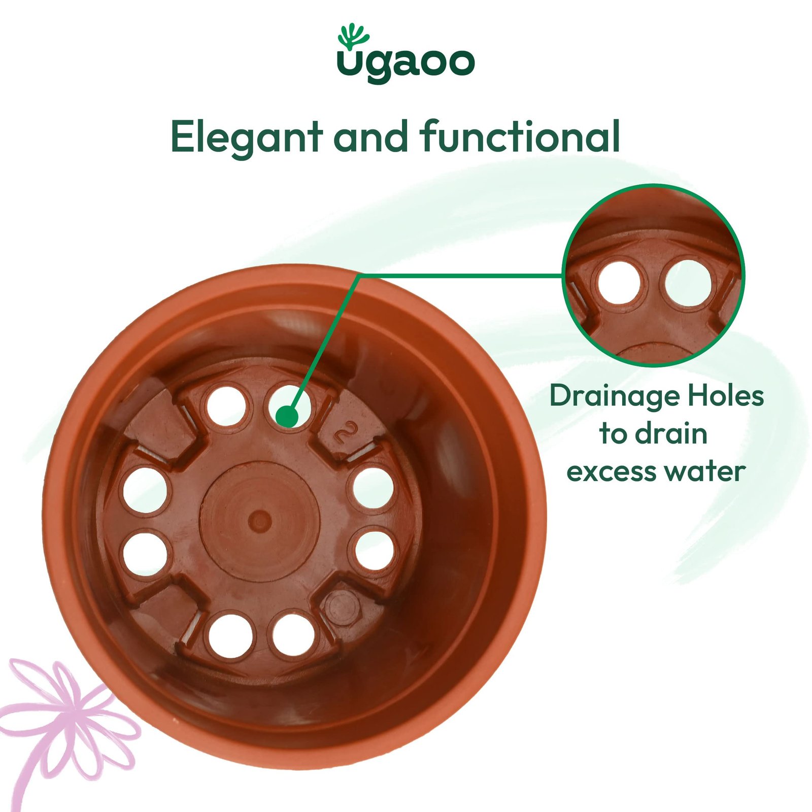 Ugaoo Garden Plastic Pots for Indoor Plants (6 inch, Brown/Terracotta Color, Set of 6) - Image 5