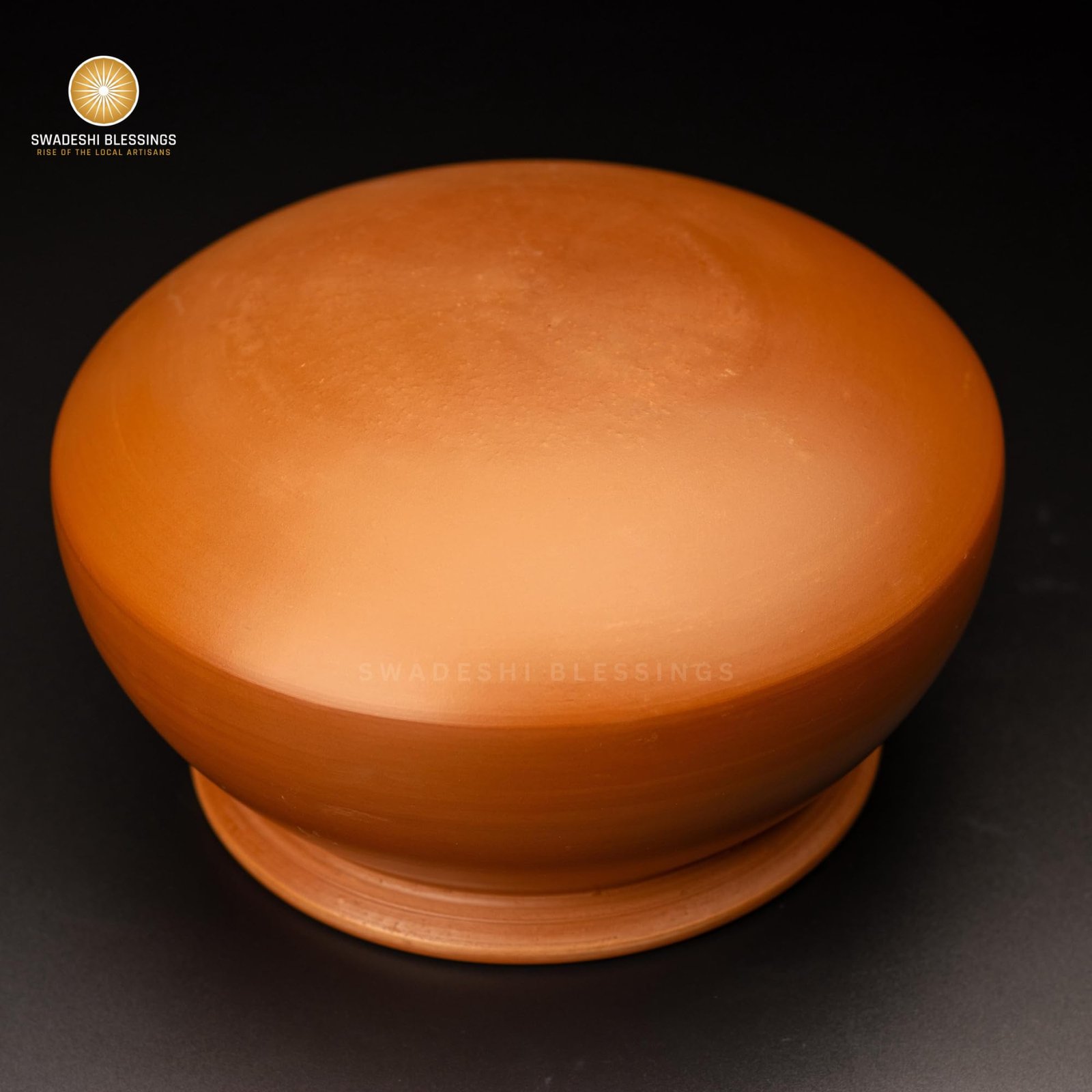 Swadeshi Blessings Exclusive Range Unglazed Mud/Earthen Handi/Mitti Ke Bartan/Clay Pot for Cooking & Serving with Lid, 3 Liters (with Mirror Shine) + Free ASH for Cleaning - Image 6