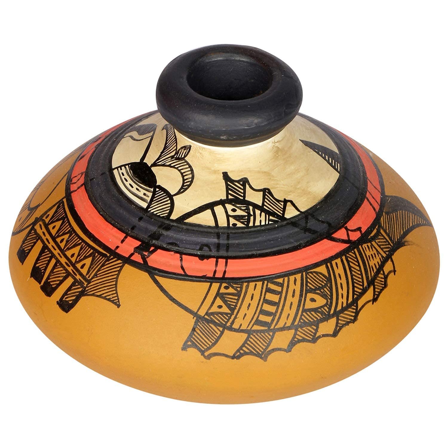 Artysta ‘Madhubani Jungle’ Yellow Handpainted Terracotta Flower Vase, Terracotta Decorative for Home Decor Earthen Flower Vases Pots for Home & Office (Set of 3) - Image 6
