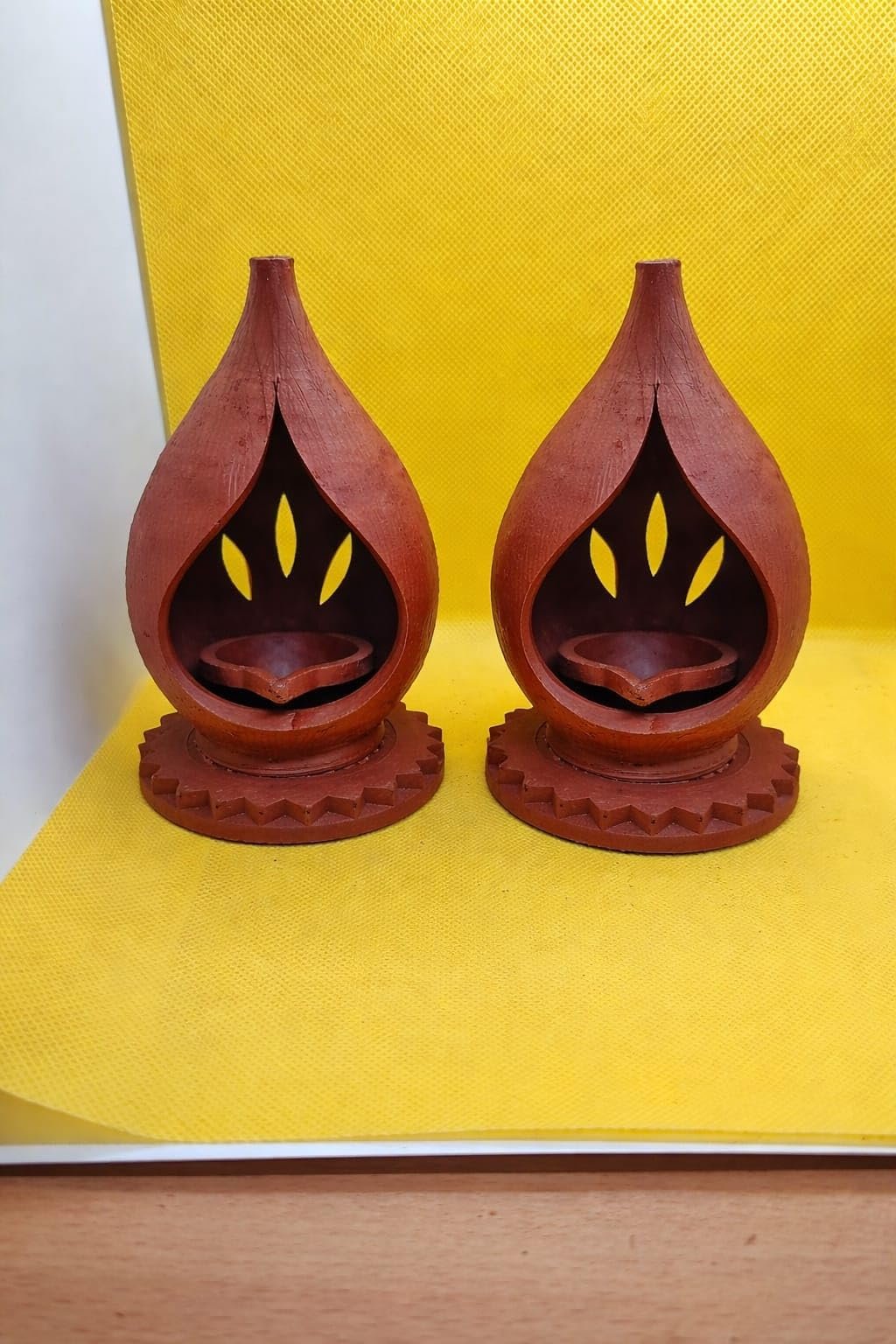 ARCADIAN TERRACOTTA-(Pack of 2) Clay DIYAS/Coconut lamp with Stand/Terracotta Diya with Cover/Diya for Home Decoration/Oil lamp for Pooja Room - Image 2