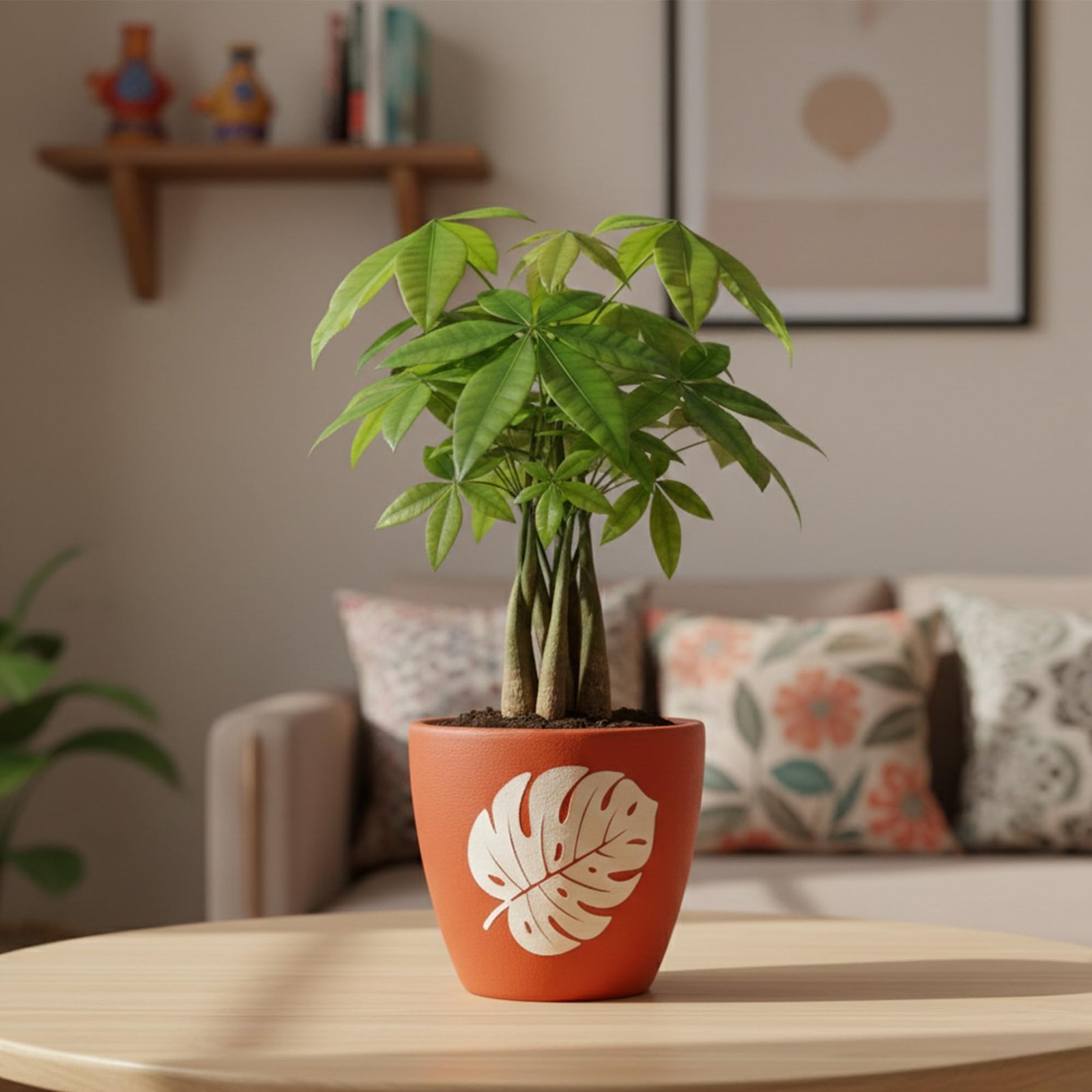Urban Plant Botanical Clay Canvas Terracotta Pot with Drainage Hole (5 Inch) | Decorative Indoor Plant Pot | Breathable Clay Planter for Healthy Roots | Ideal for Home Décor, Balcony & Office