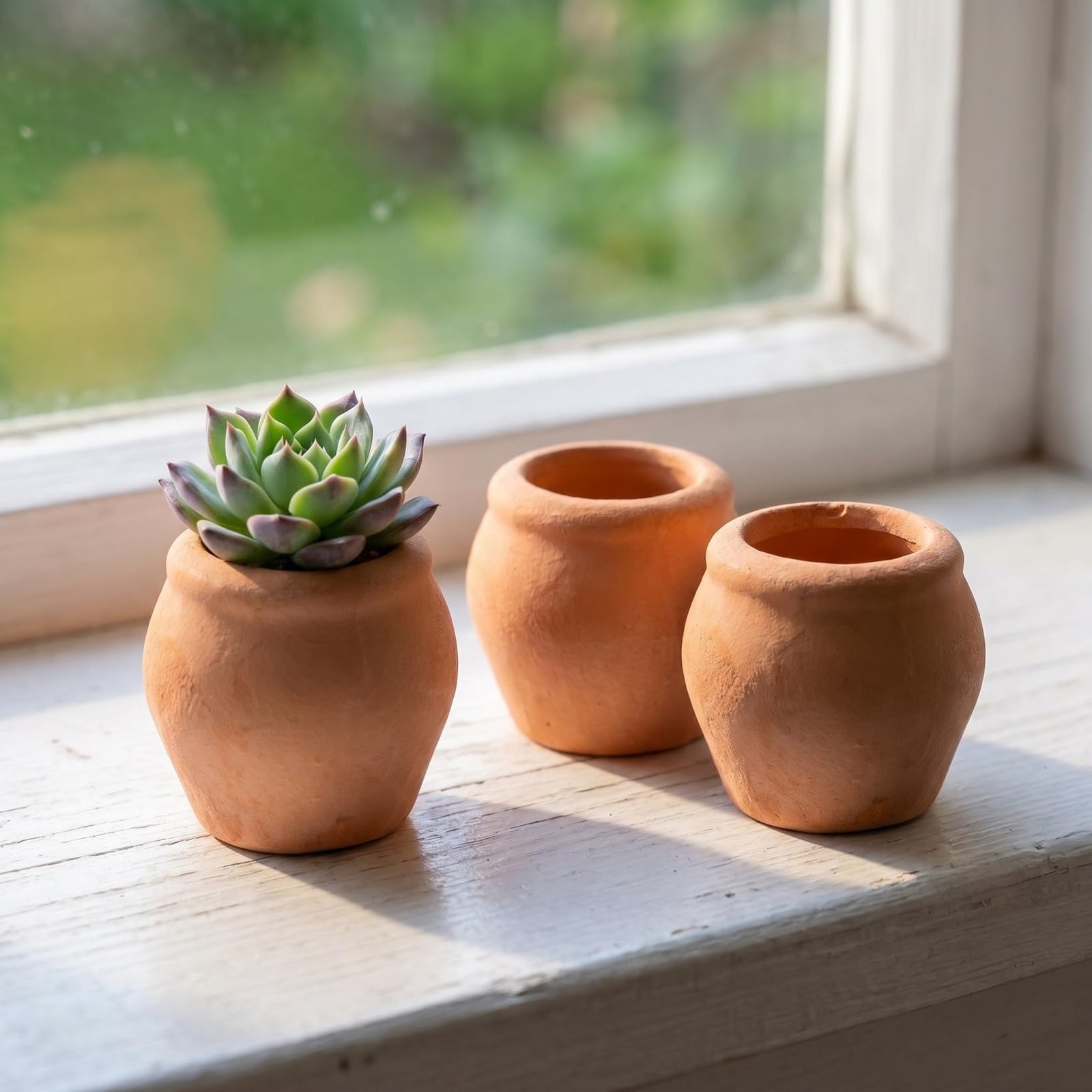 OFFSCH 8Pcs Mini Ceramic Pot Clay Mini Water Pots for Bonsai Orange 0.9In - Image 3